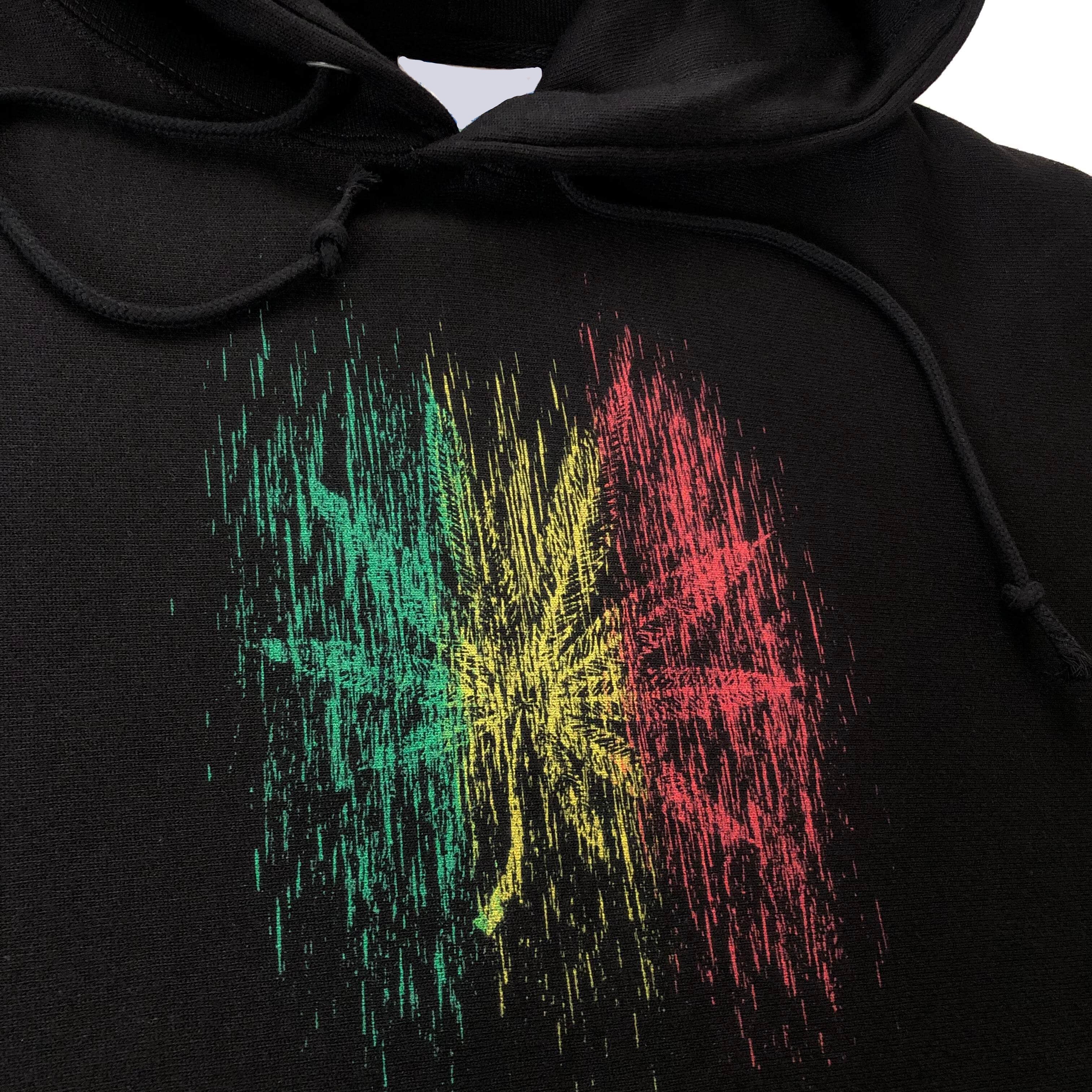 Unisex 420 Weed Heavyweight Hoodie 'La Folhita' Rasta Color Stoner Outfit by an Indie Artist | Front 1