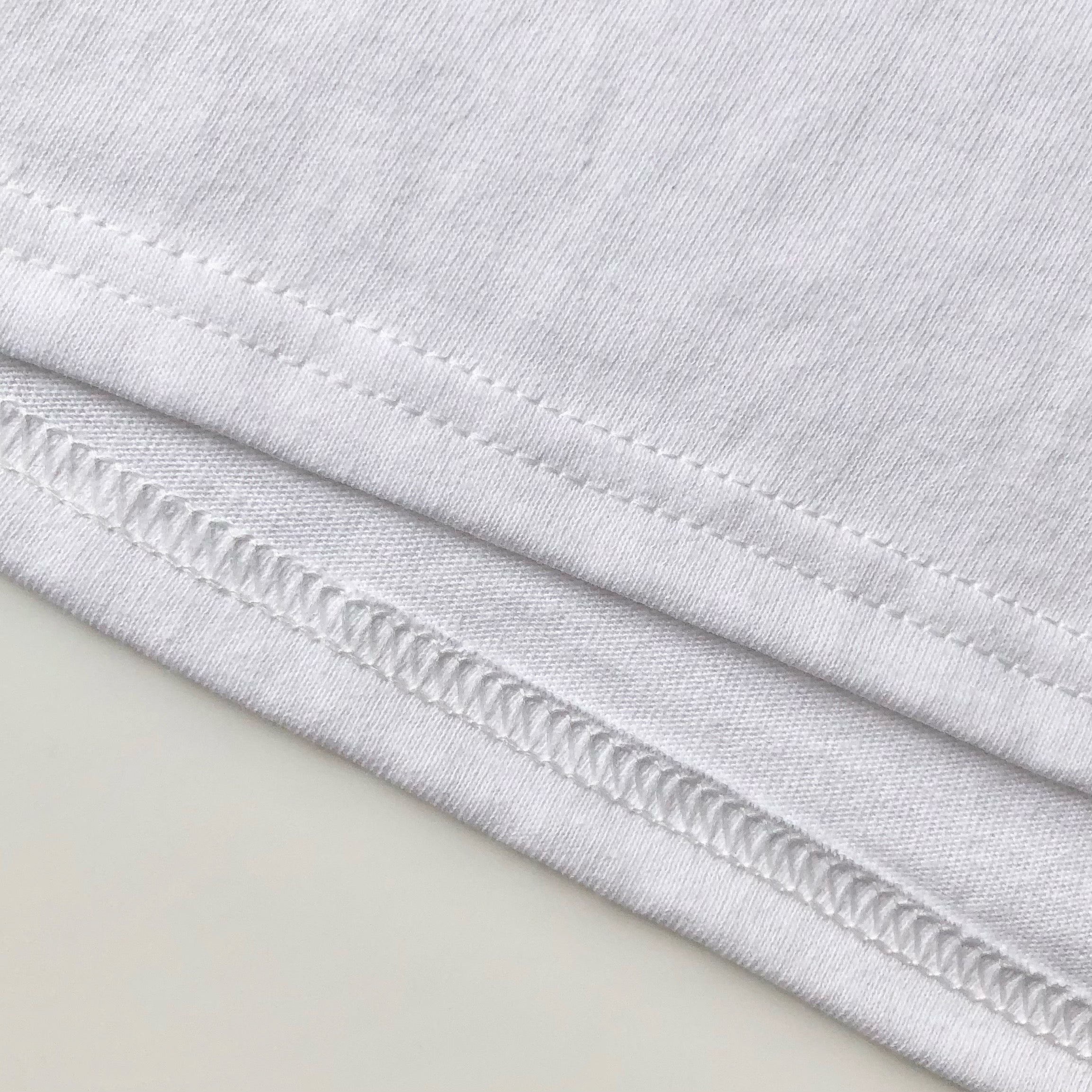 Classic Durable Midweight 100% Cotton White Long-Sleeve T-shirt Bottom Hem