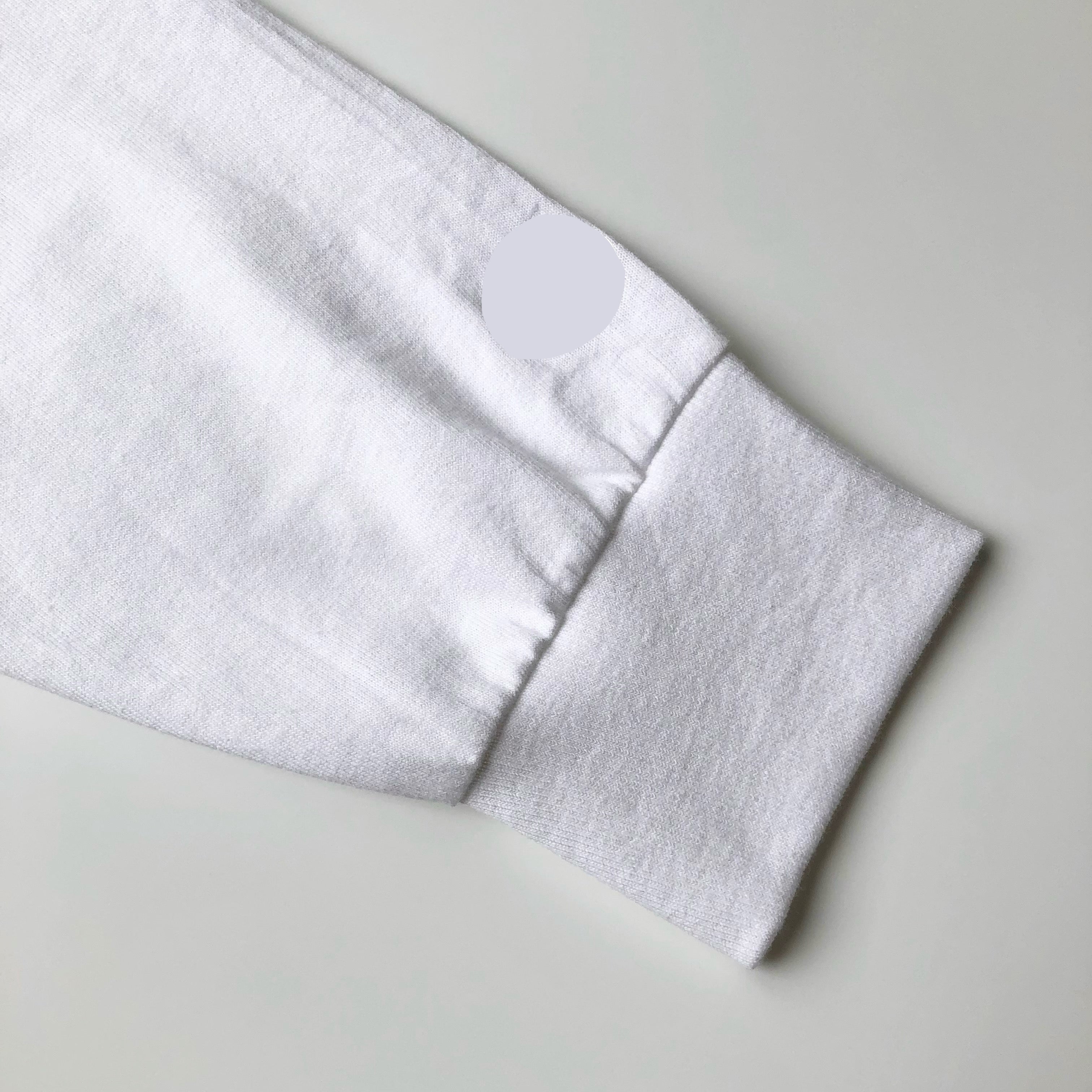 Classic Durable Midweight 100% Cotton White Long-Sleeve T-shirt Sleeve Hem
