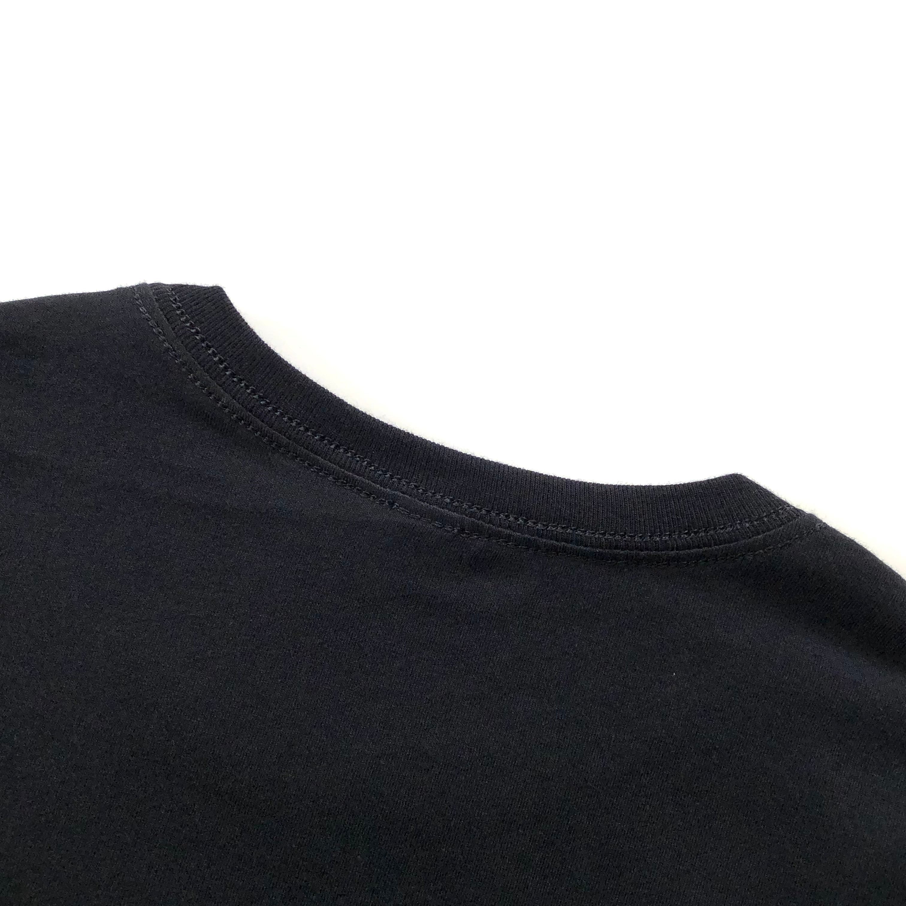 Classic Slim Long-Length Body Premium Cotton Black T-shirt Crewneck Back Seam