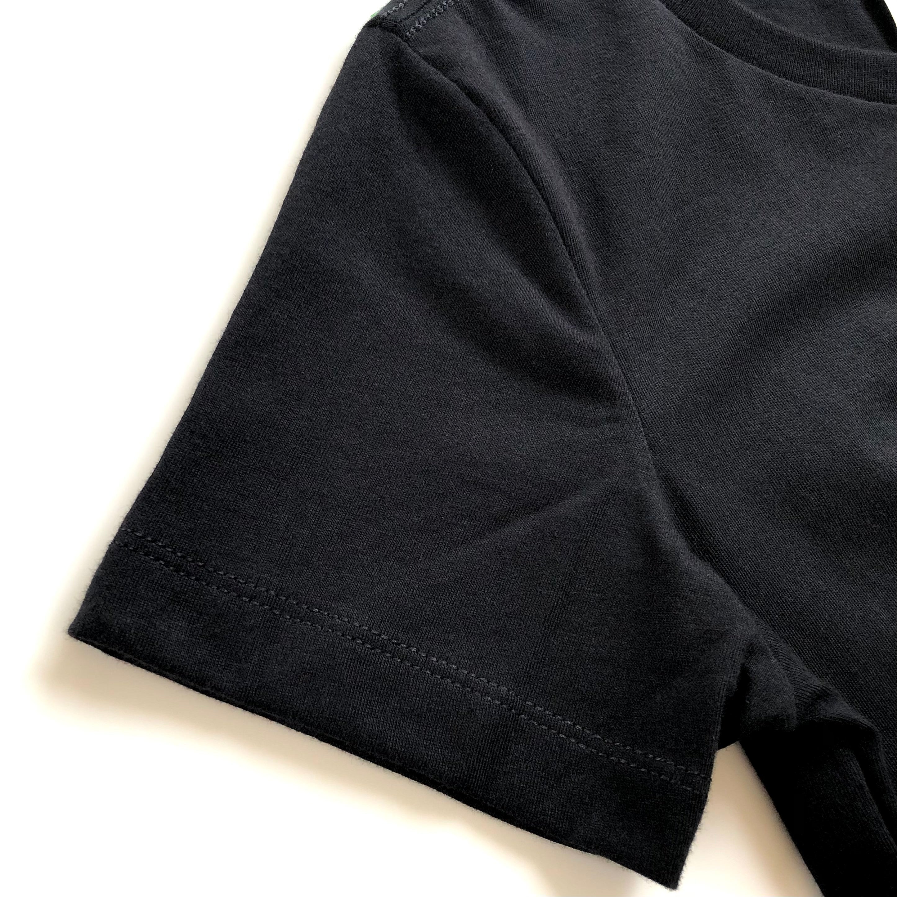Classic Slim Long-Length Body Premium Cotton Black T-shirt Sleeve Hem