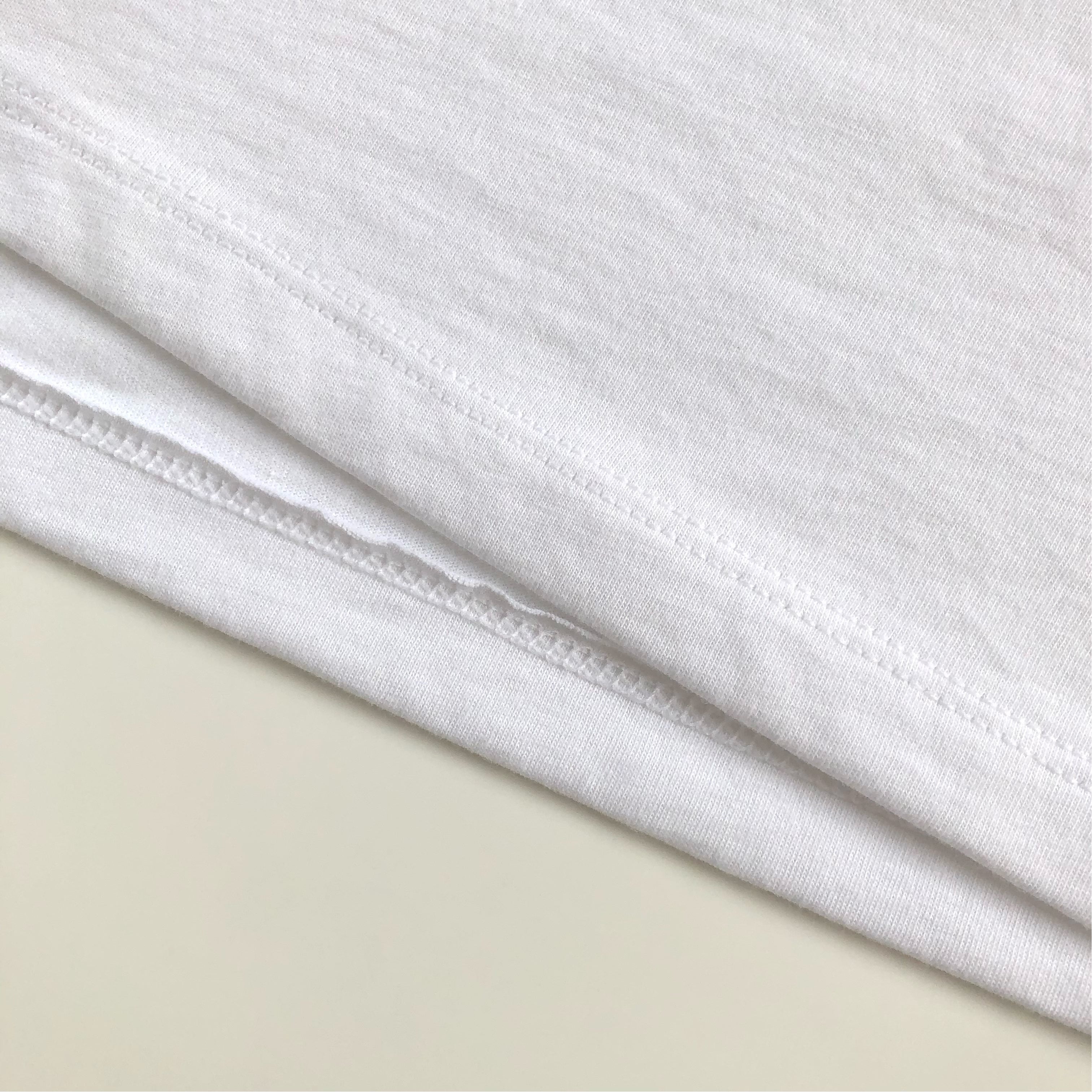 Classic Slim Long-Length Body Premium Cotton White T-shirt Bottom Hem