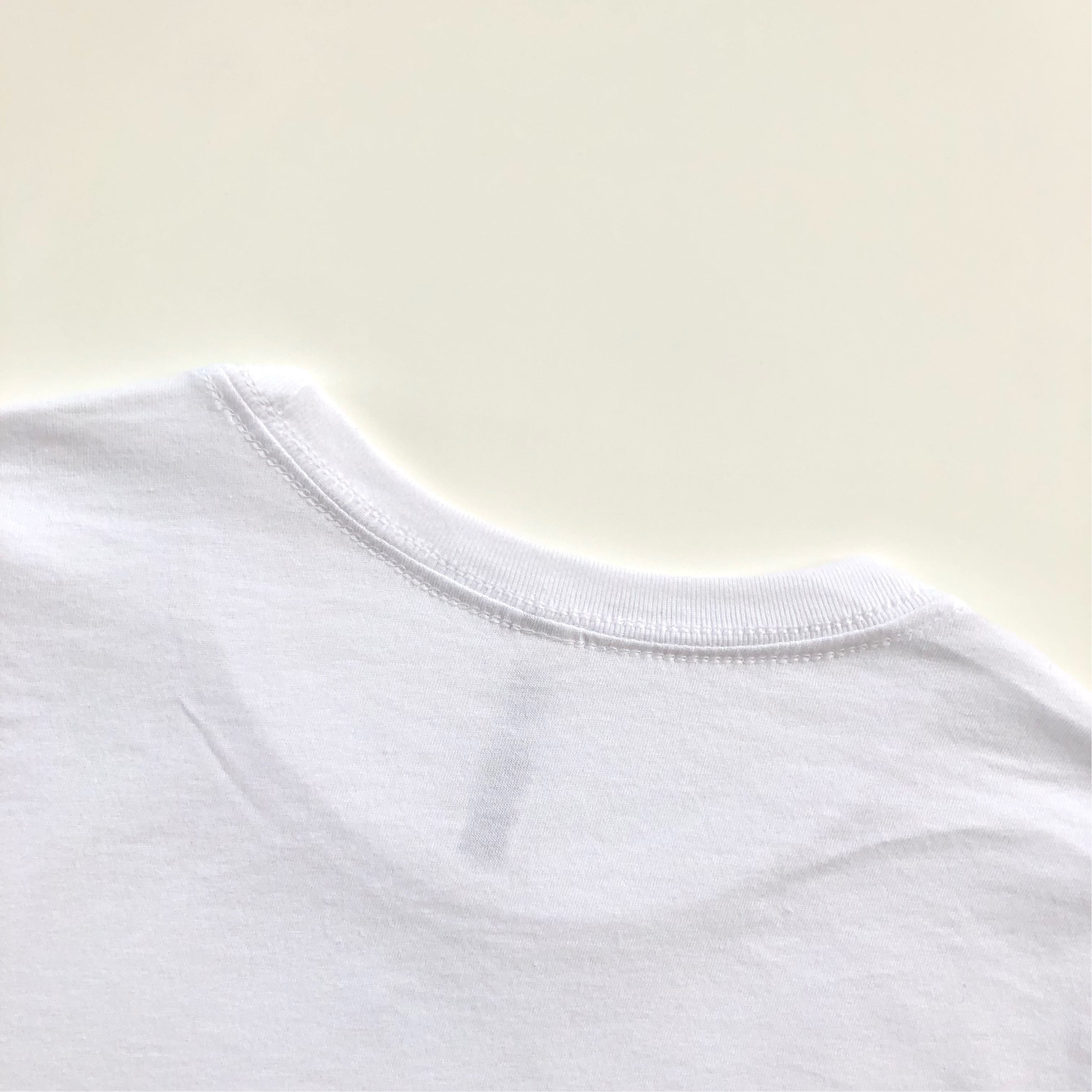 Classic Slim Long-Length Body Premium Cotton White T-shirt Crewneck Back Seam