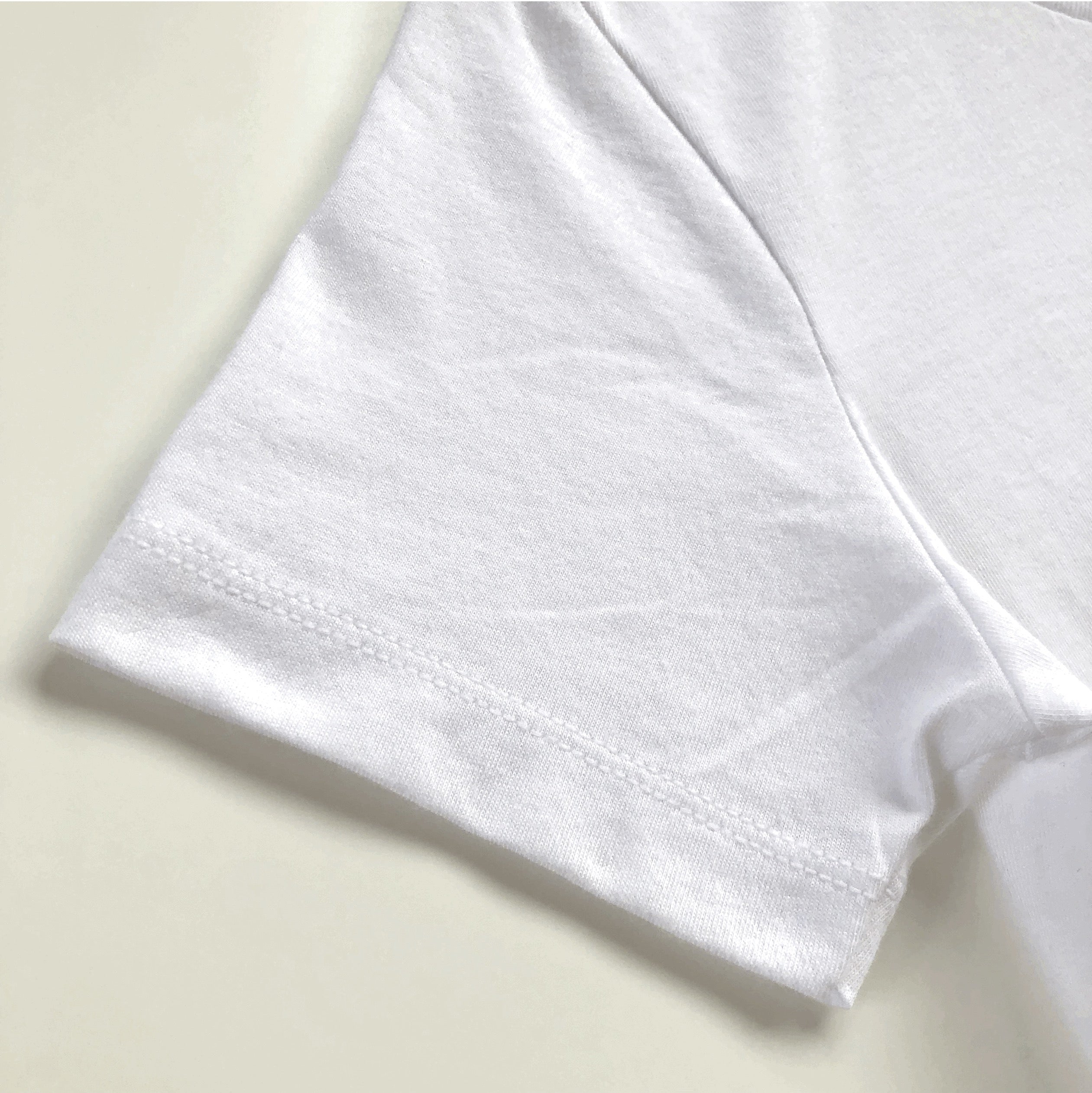 Classic Slim Long-Length Body Premium Cotton White T-shirt Sleeve Hem