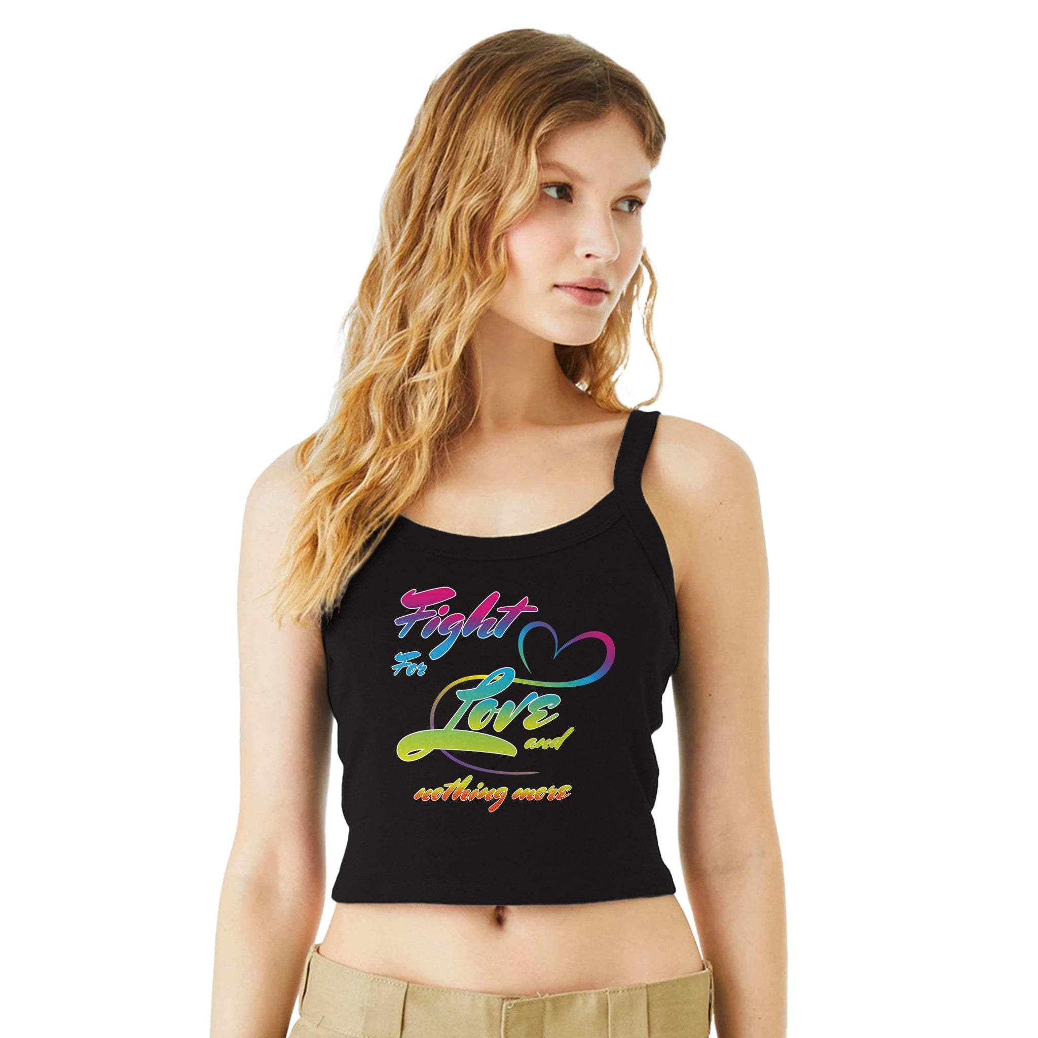 Fight For Love Slogan Black Strap Top | Light and Soft Premium Cotton | Women&