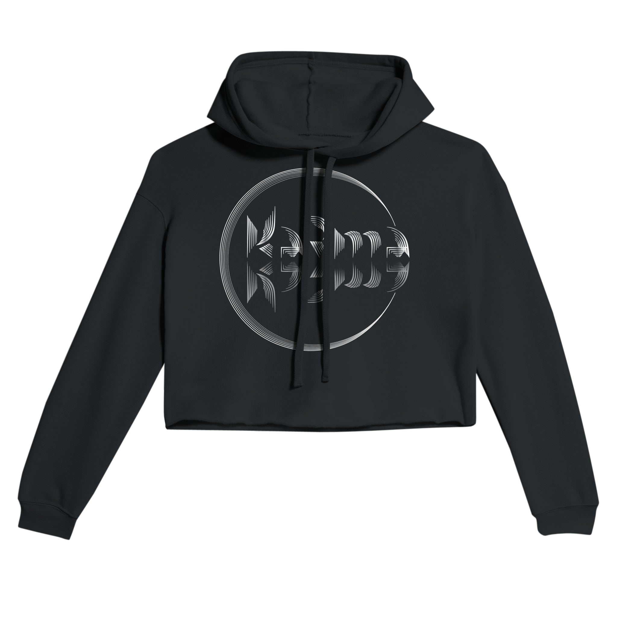 Karma Black Crop Hoodie | Light and Soft Premium Cotton-Poly Fleece Blend | Women&