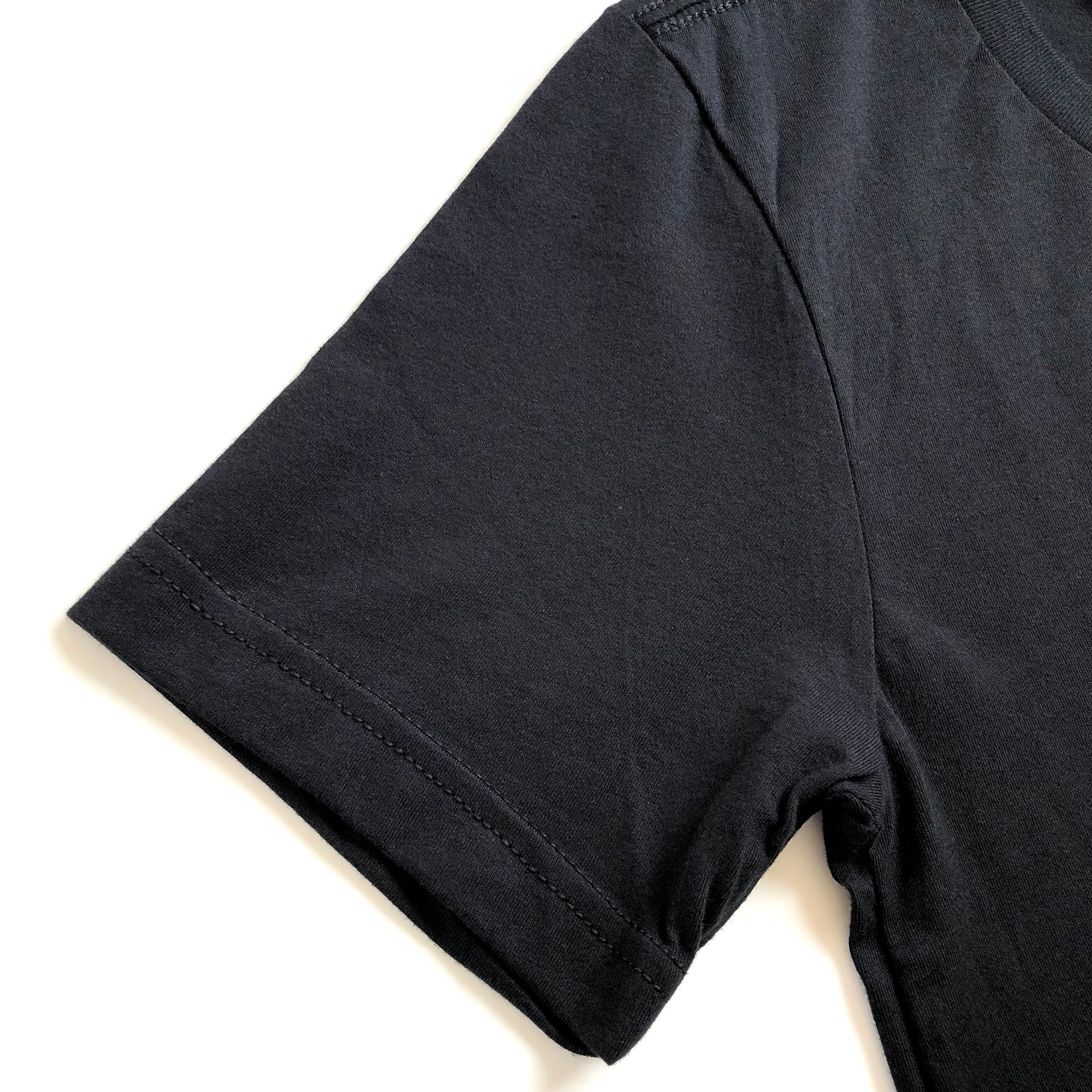 Light and Soft Classic Premium Cotton Black T-Shirt Sleeve Hem
