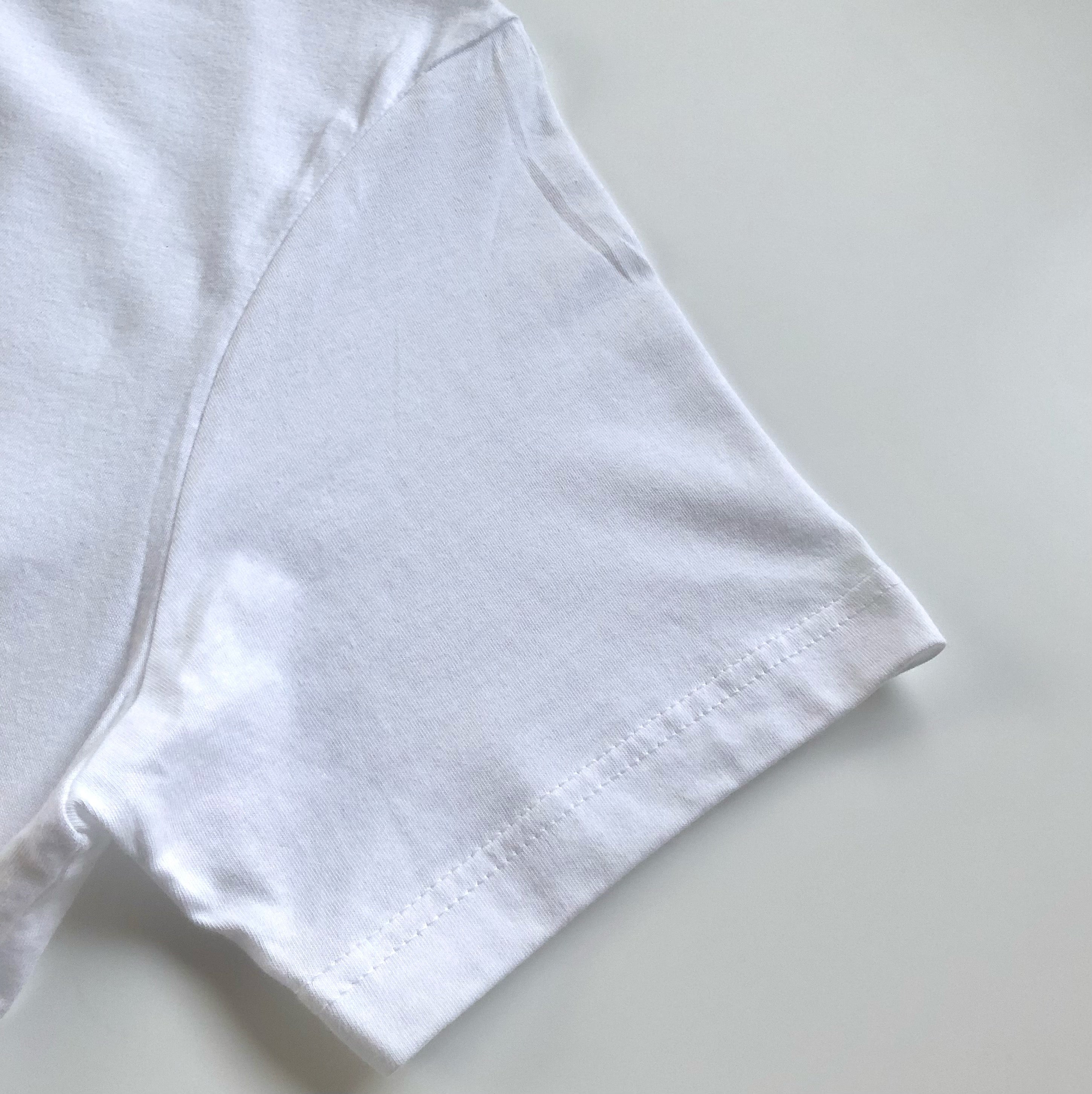 Light and Soft Classic Premium Cotton White T-Shirt Sleeve Hem