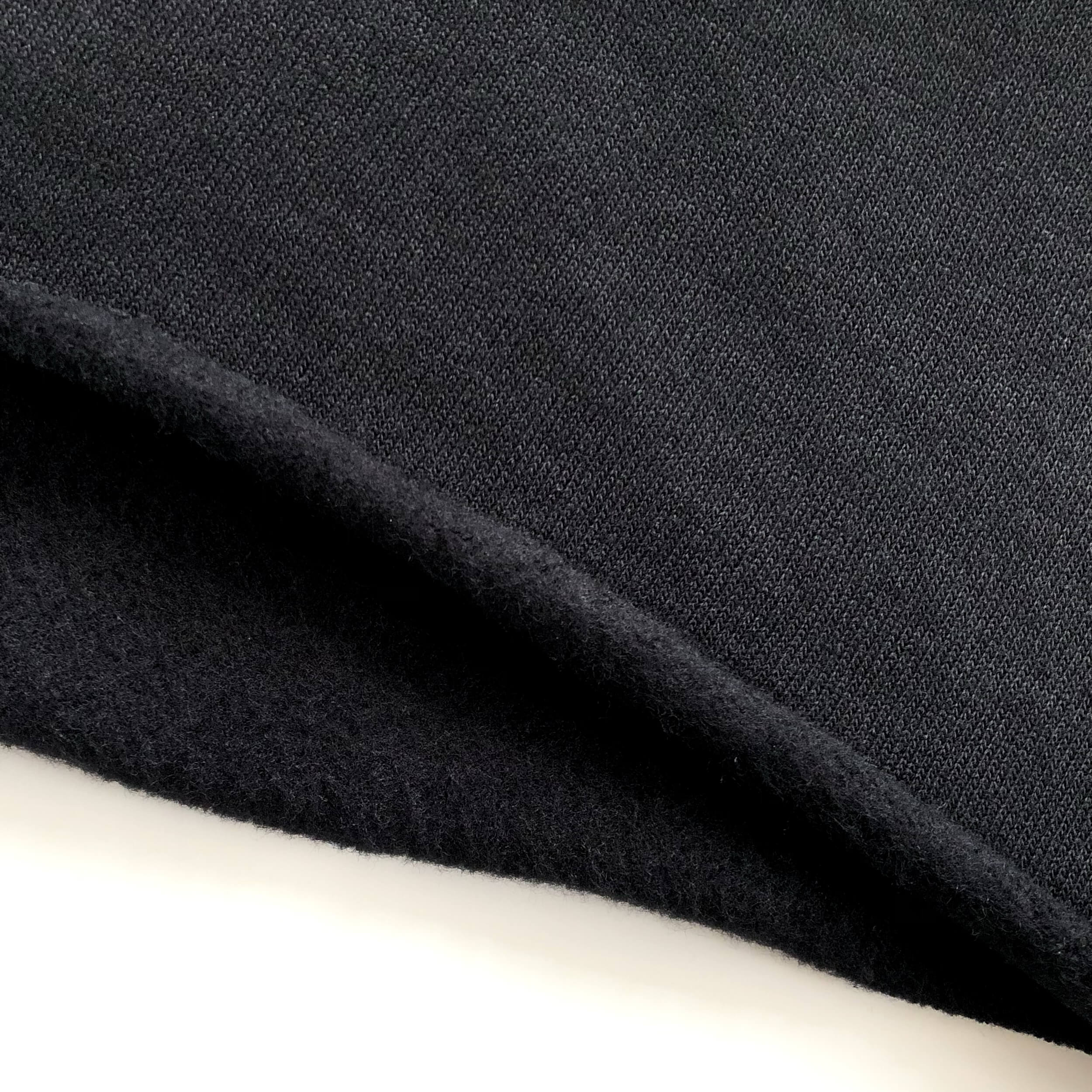 Light and Soft Relaxed Drop Shoulder Premium Cotton and Poly-Fleece Black Cropped Hoodie Bottom Raw Edge