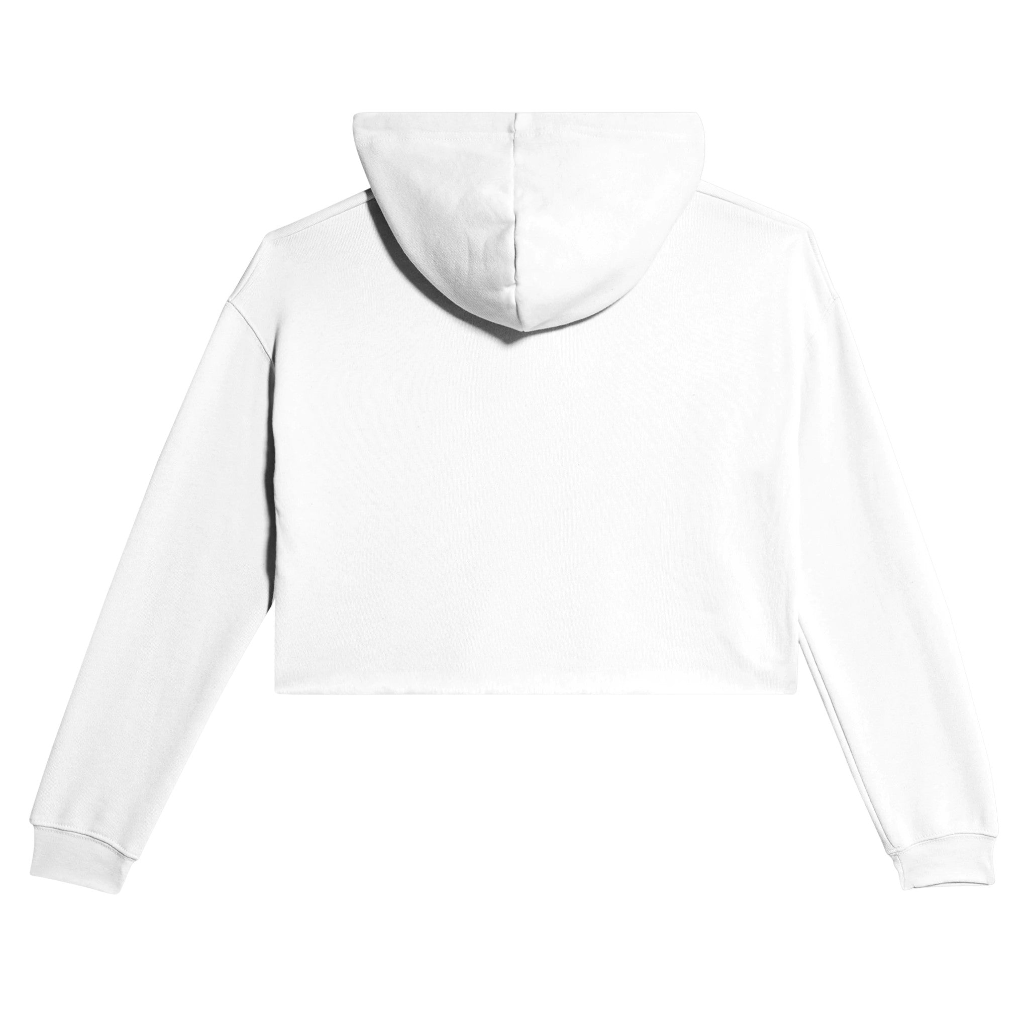 Light and Soft Relaxed Drop Shoulder Premium Cotton and Poly-Fleece White Cropped Hoodie Back