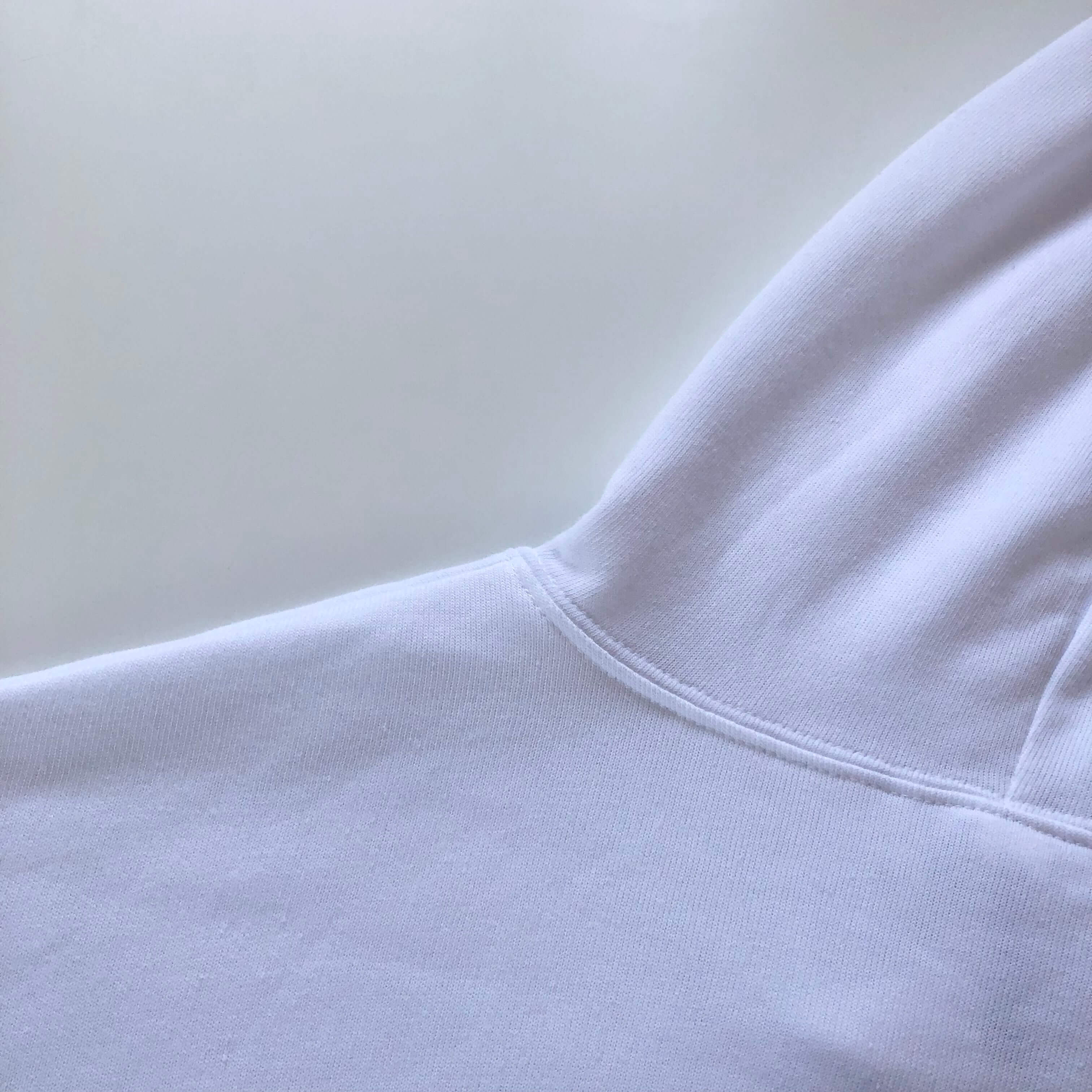 Light and Soft Relaxed Drop Shoulder Premium Cotton and Poly-Fleece White Cropped Hoodie Hood Back