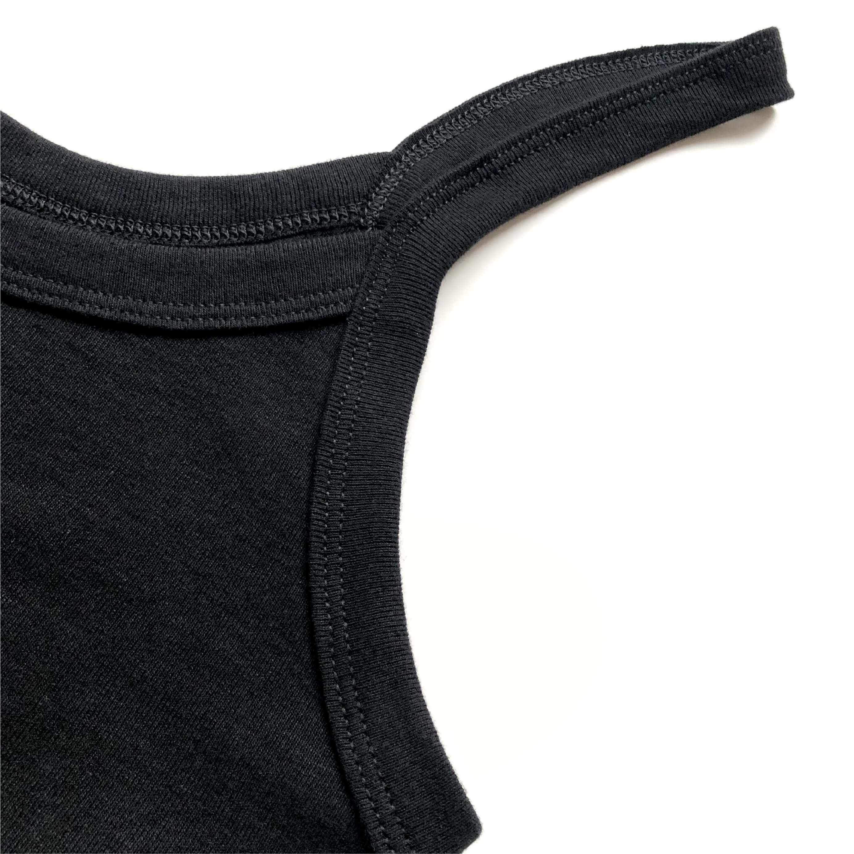 Light and Soft Stretch Premium Blend Black Spaghetti Strap Seam