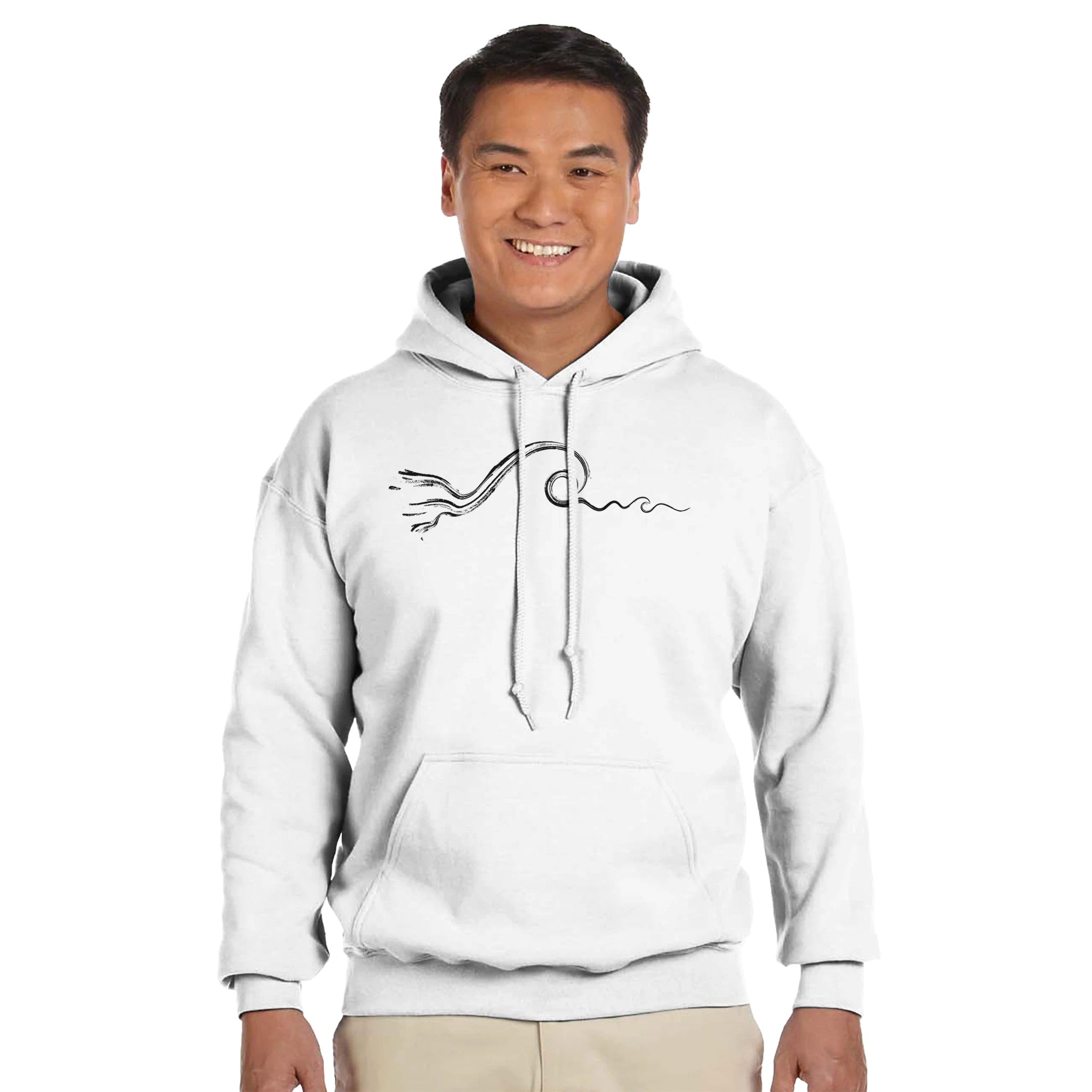 Men's Surf Wave Graphic White Hoodie | 
 Street Surf Outfit For Men | Freestyle Wave Design | Soft Popular Heavy Cotton Blend | Casual Fashion Apparel Style by an Indie Artist | Front