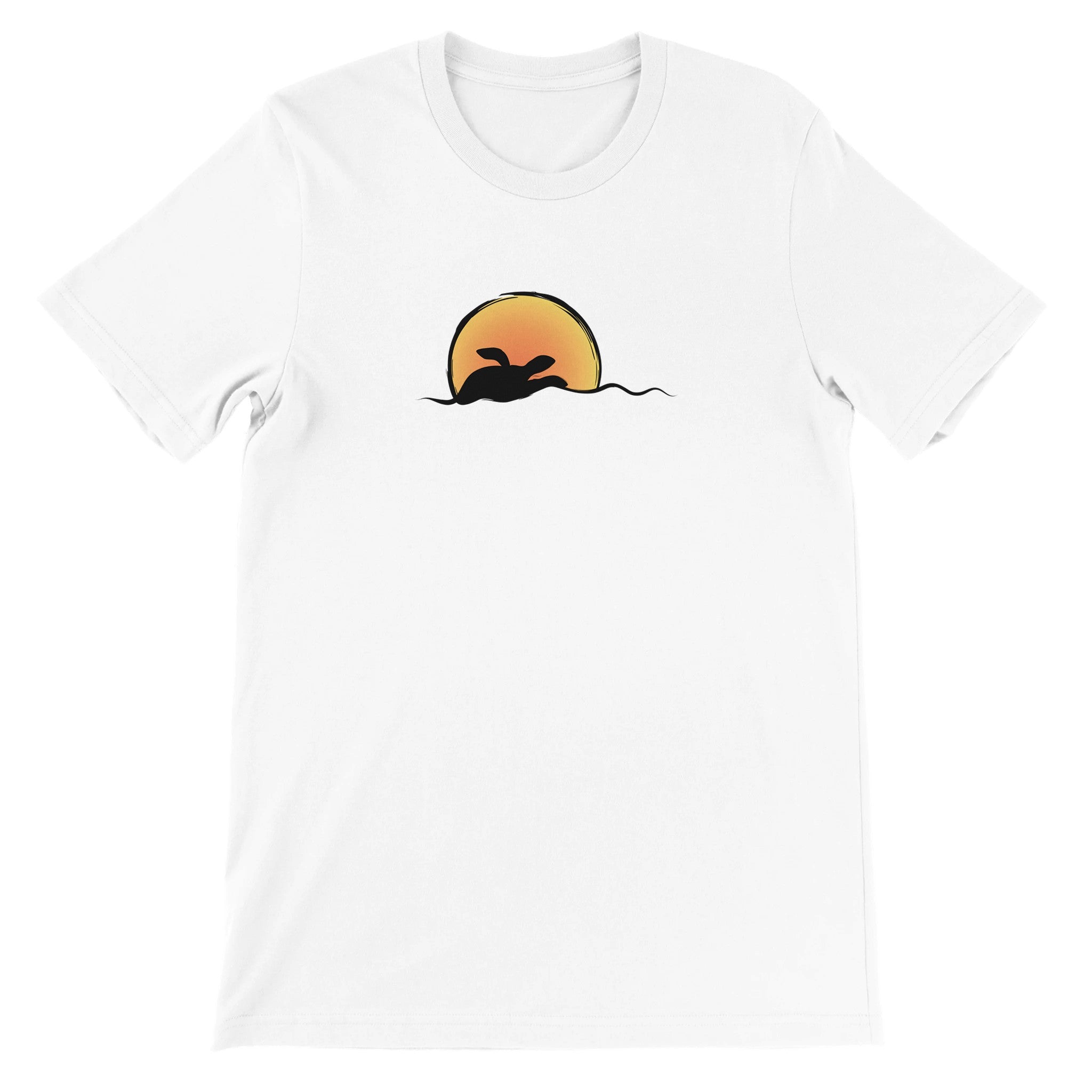 Unisex Sea Turtle Classic White T-shirt, FreeStyle Sea Turtle Apparel by an Indie Artist, Front 2