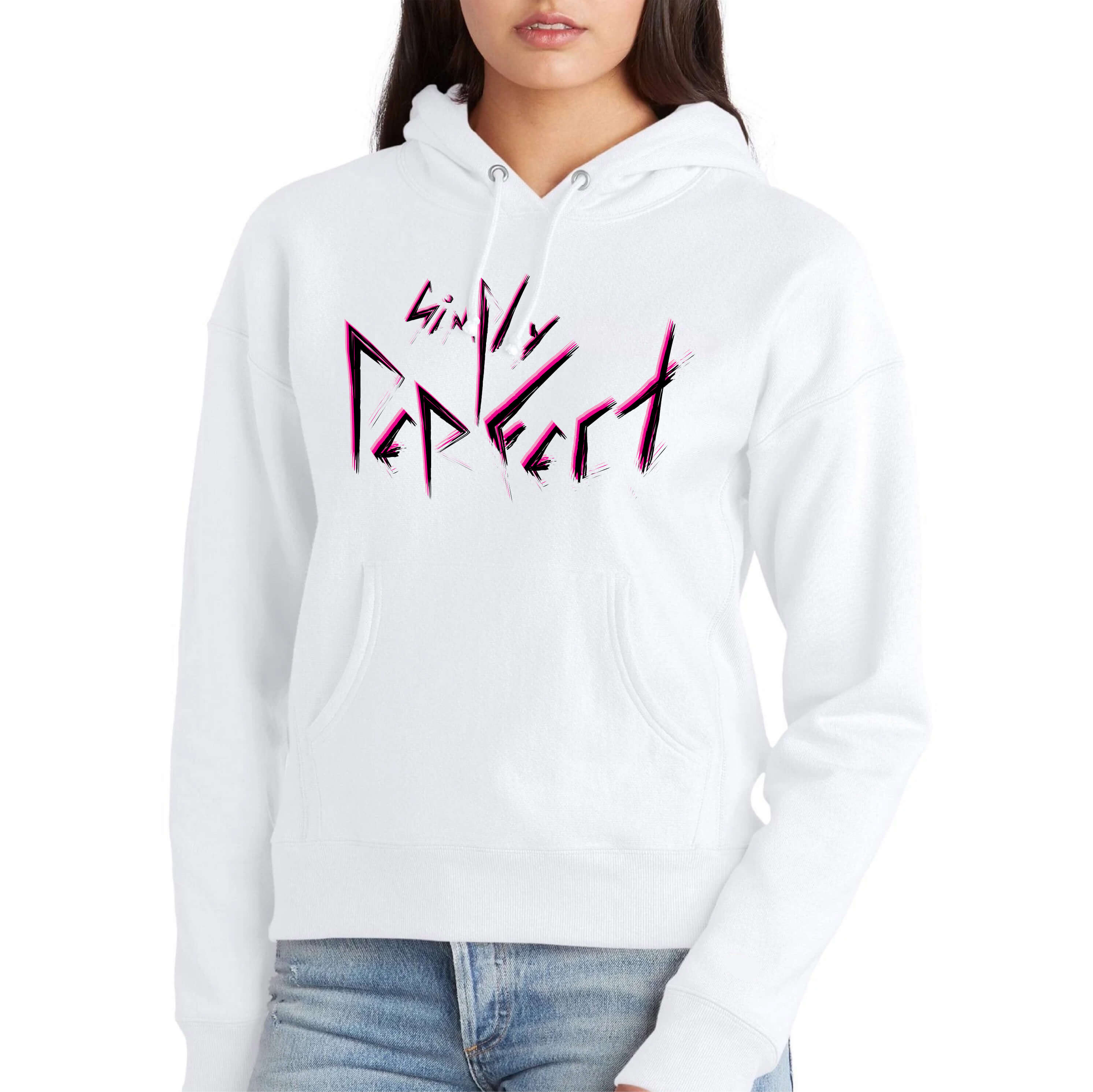 Simply Perfect Punk Slogan White Hoodie | Soft Premium Heavyweight Cotton-Poly Blend | Women&