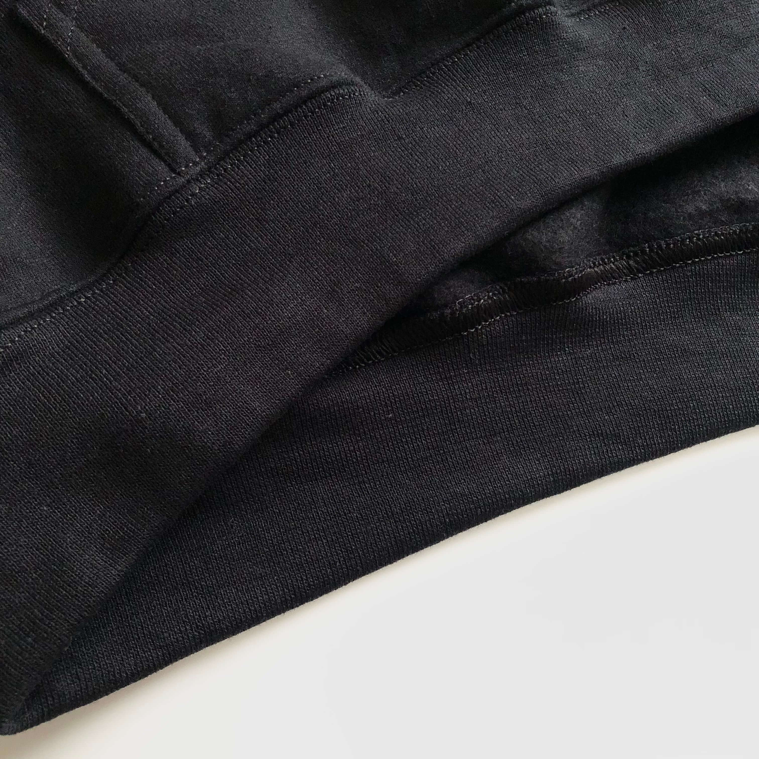 Soft Classic Heavy Cotton-Blend Popular Black Hoodie Bottom Hem