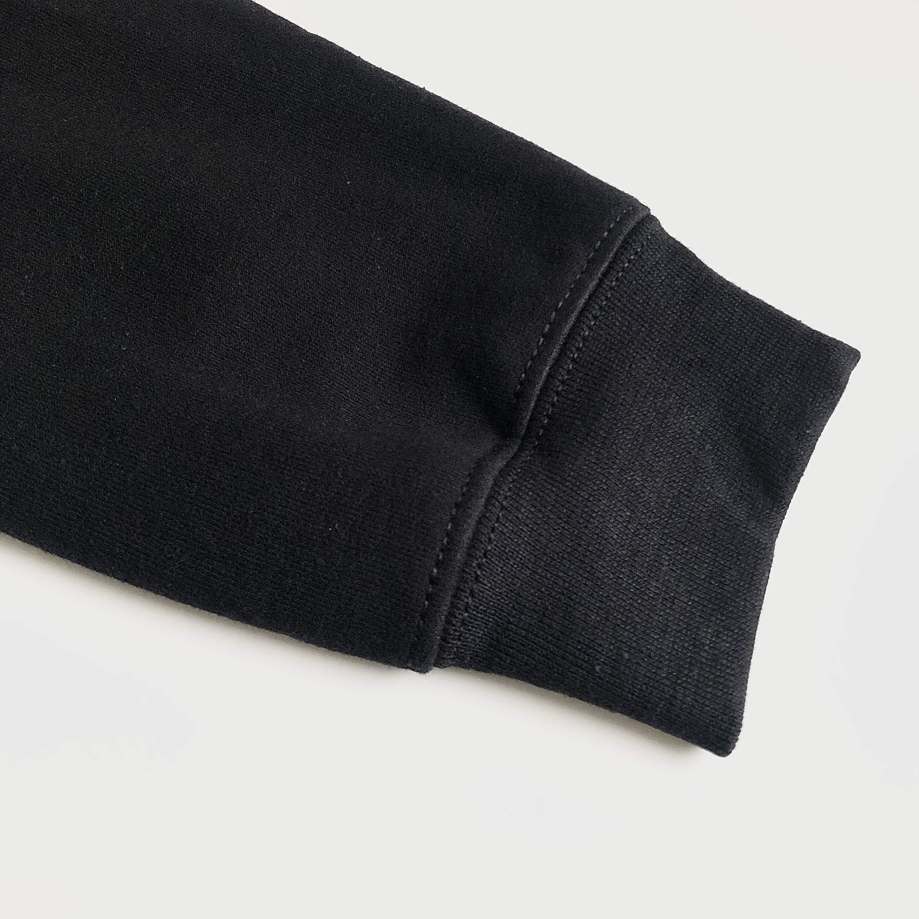 Soft Classic Heavy Cotton-Blend Popular Black Hoodie Sleeve Hem