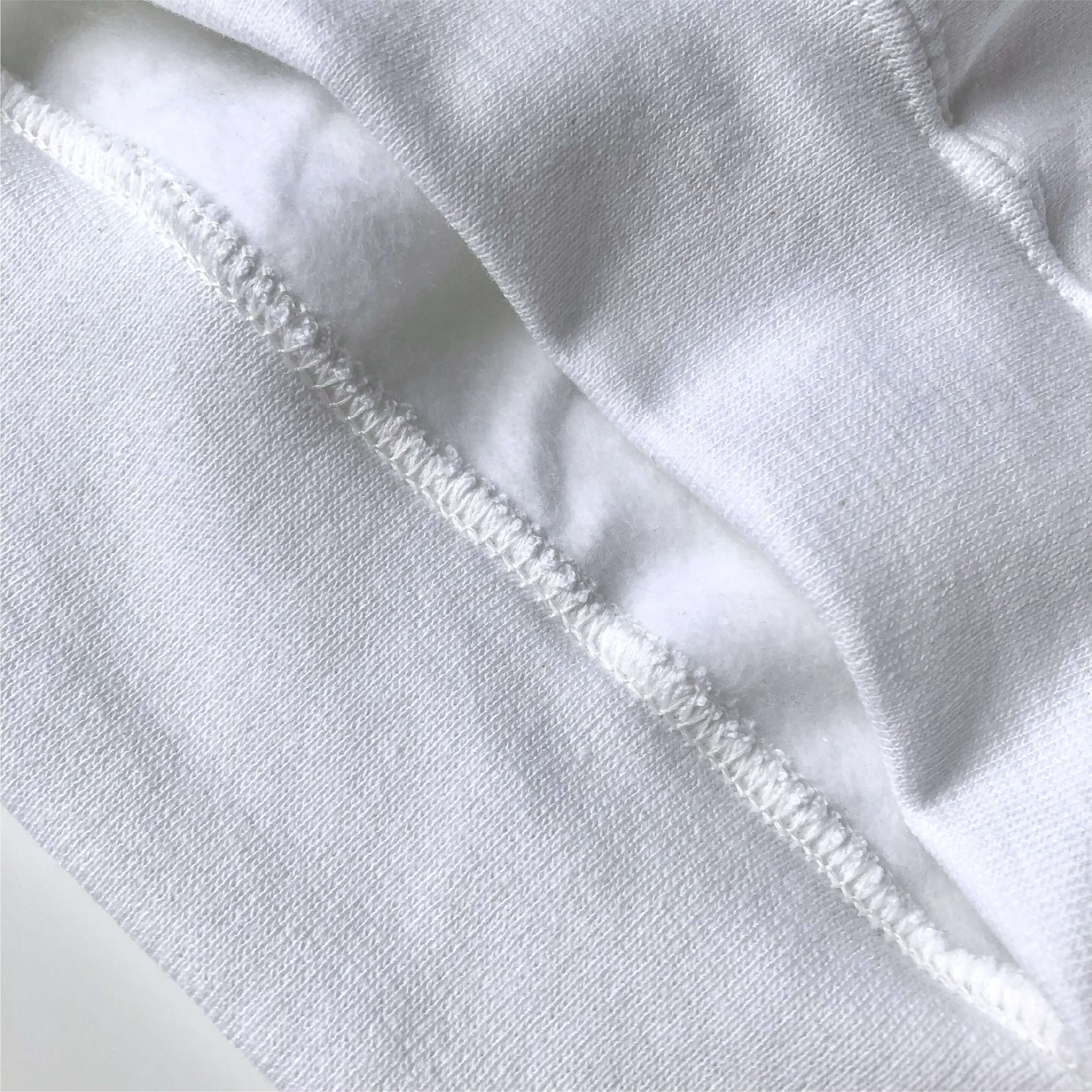 Soft Classic Heavy Cotton-Blend Popular White Hoodie Bottom Hem