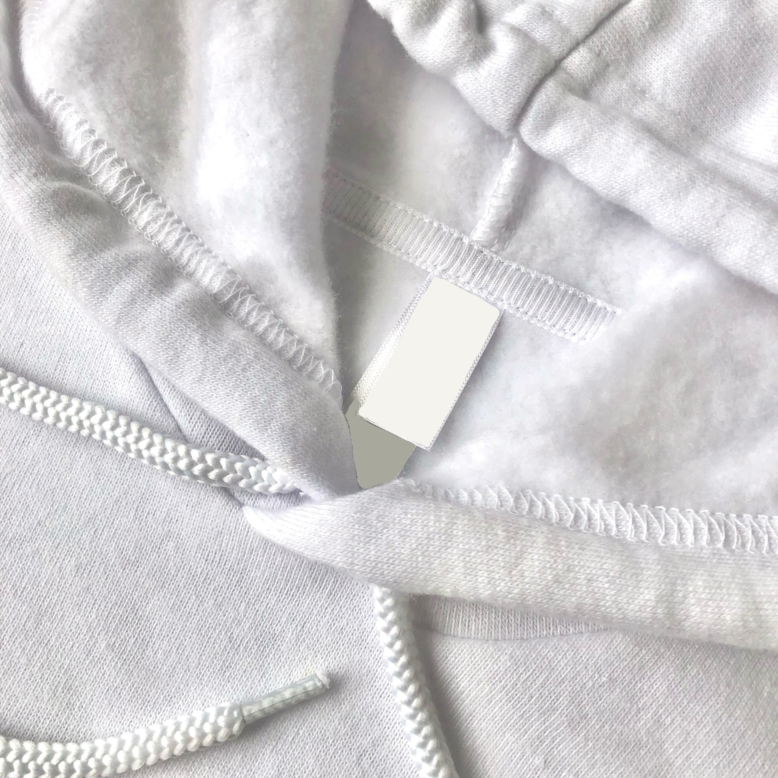 Soft Classic Midweight Cotton Poly-Fleece Blend White Hoodie Hood Opening
