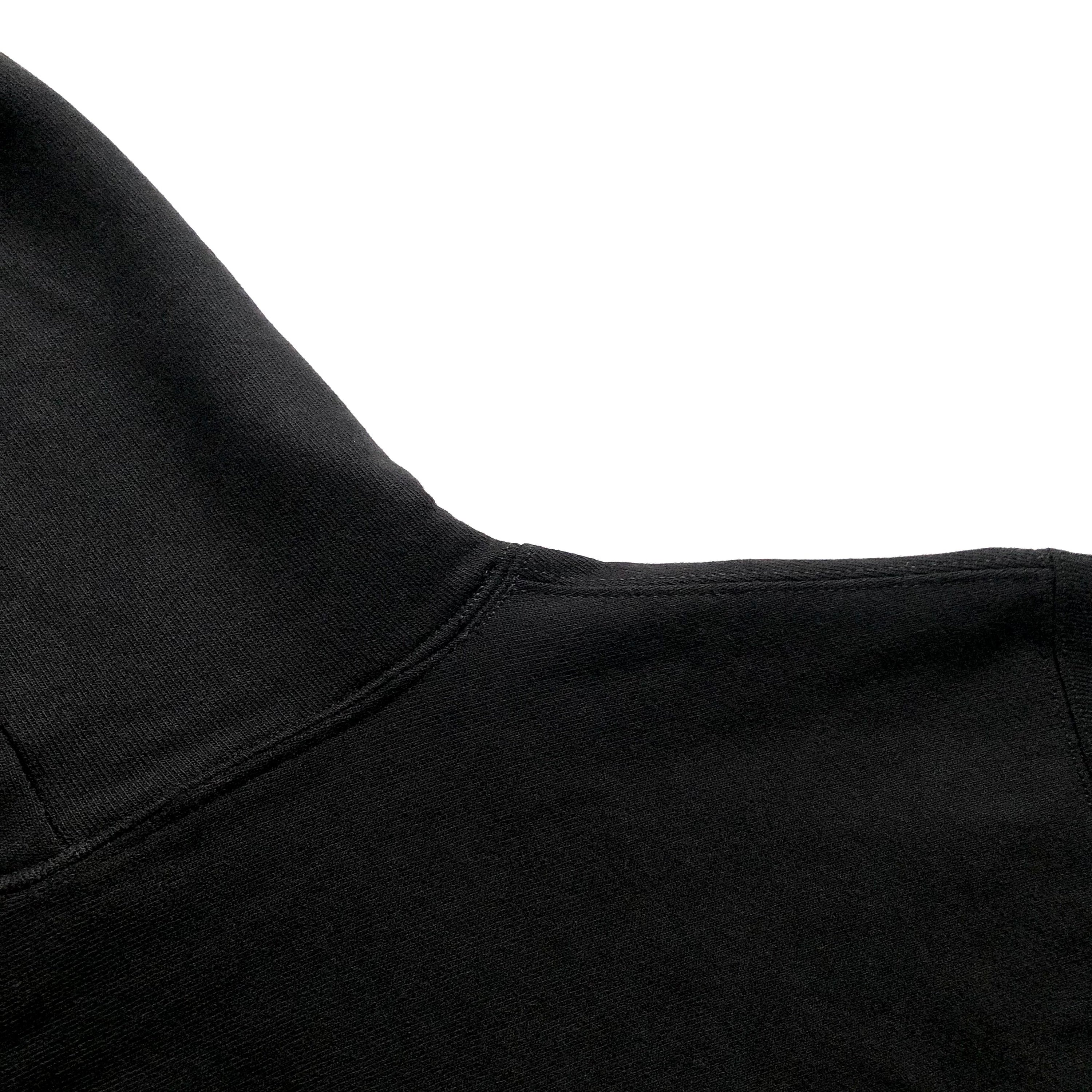 Soft Durable Heavyweight Cotton-Poly Blend Classic Black Hoodie Hood Back