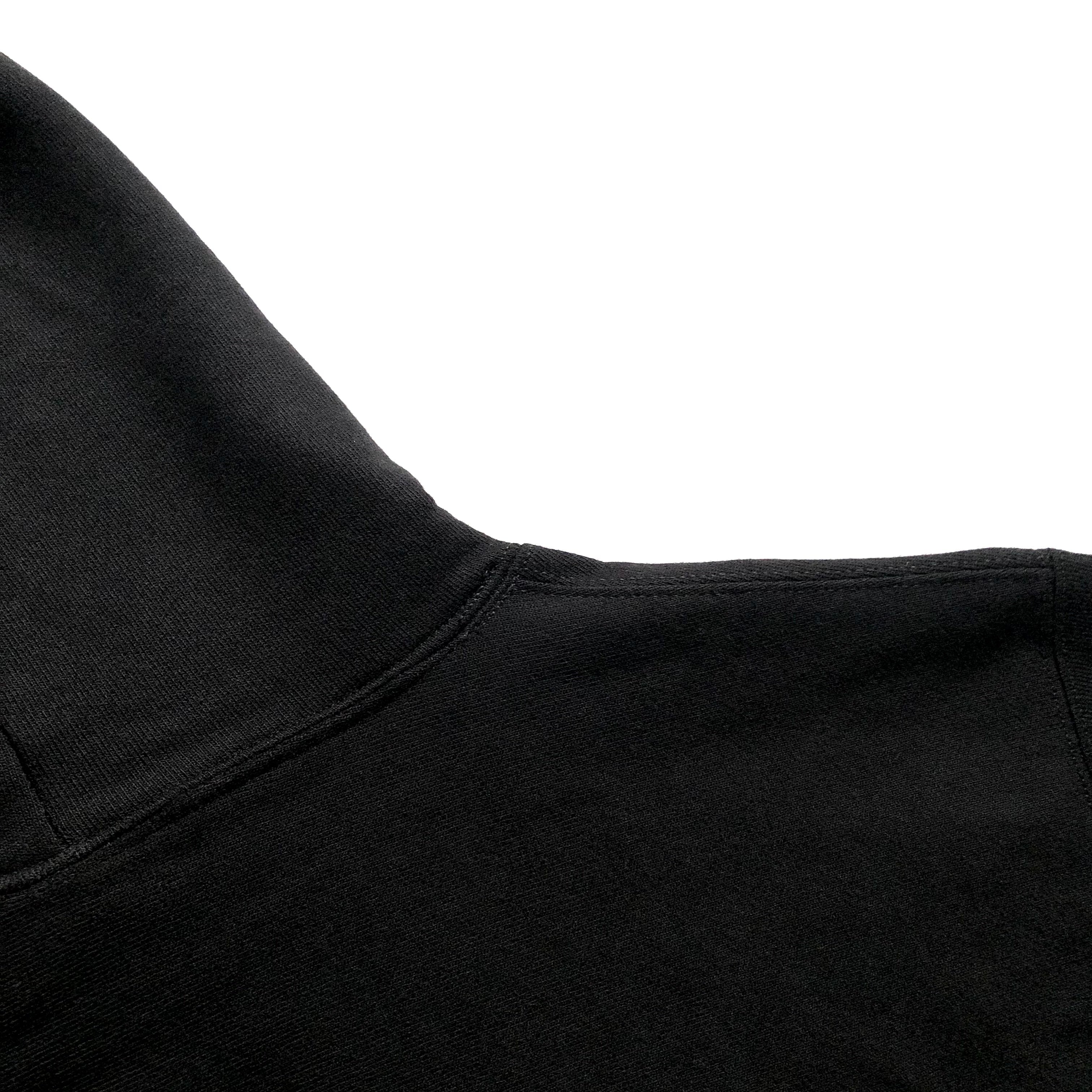 Soft Durable Heavyweight Cotton-Poly Blend Classic Black Hoodie Hood Back