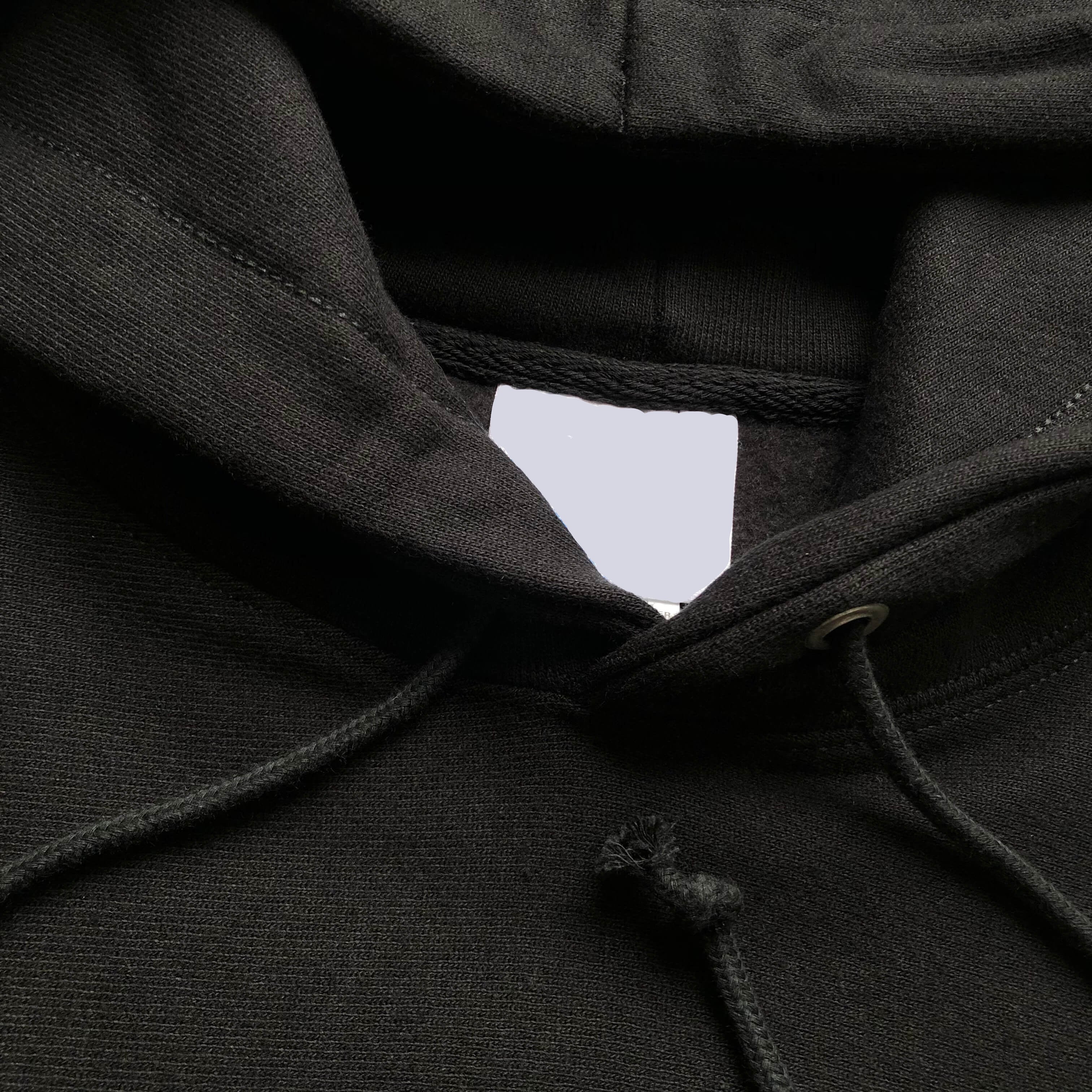 Soft Durable Heavyweight Cotton-Poly Blend Classic Black Hoodie Hood Opening