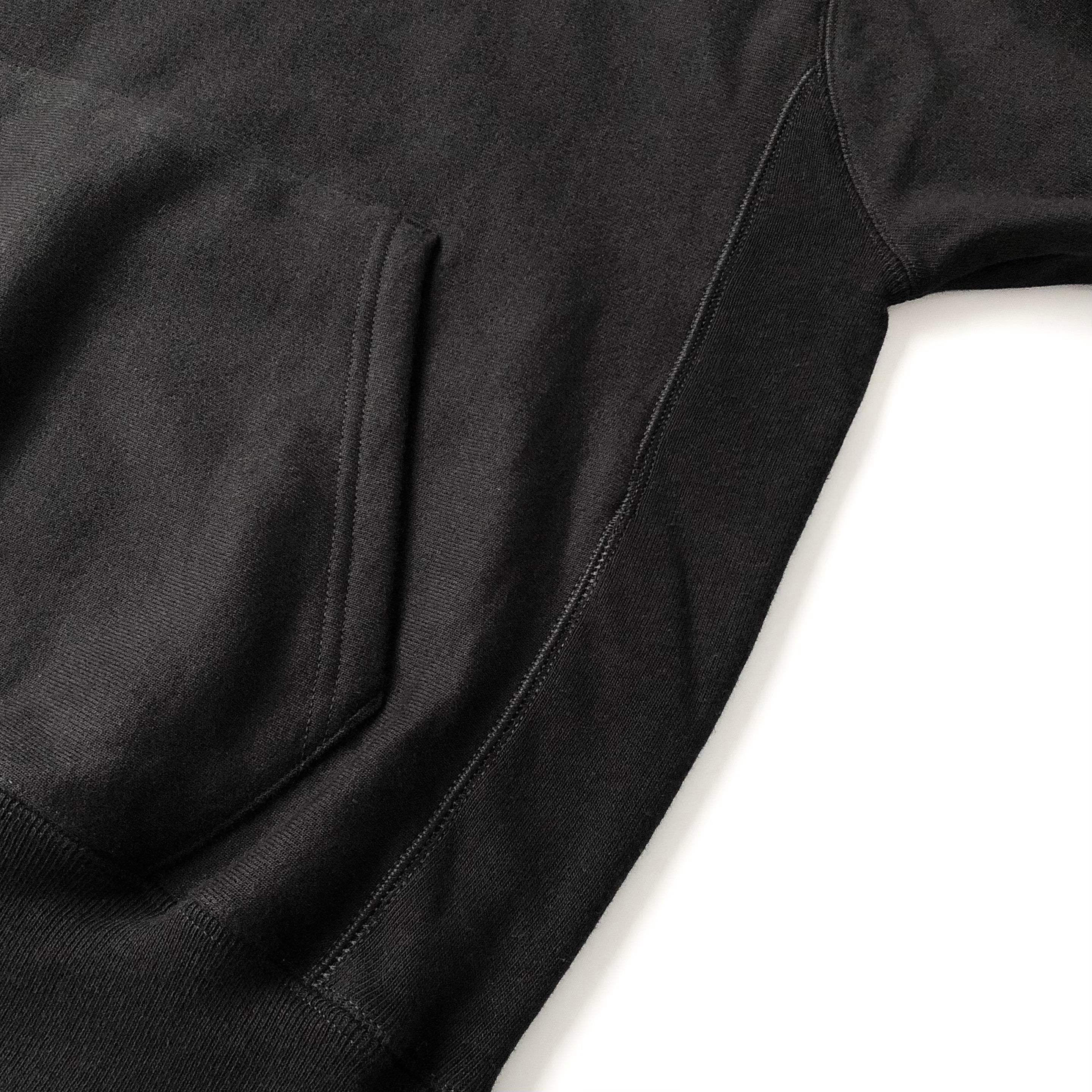 Soft Durable Heavyweight Cotton-Poly Blend Classic Black Hoodie Kangaroo Pocket