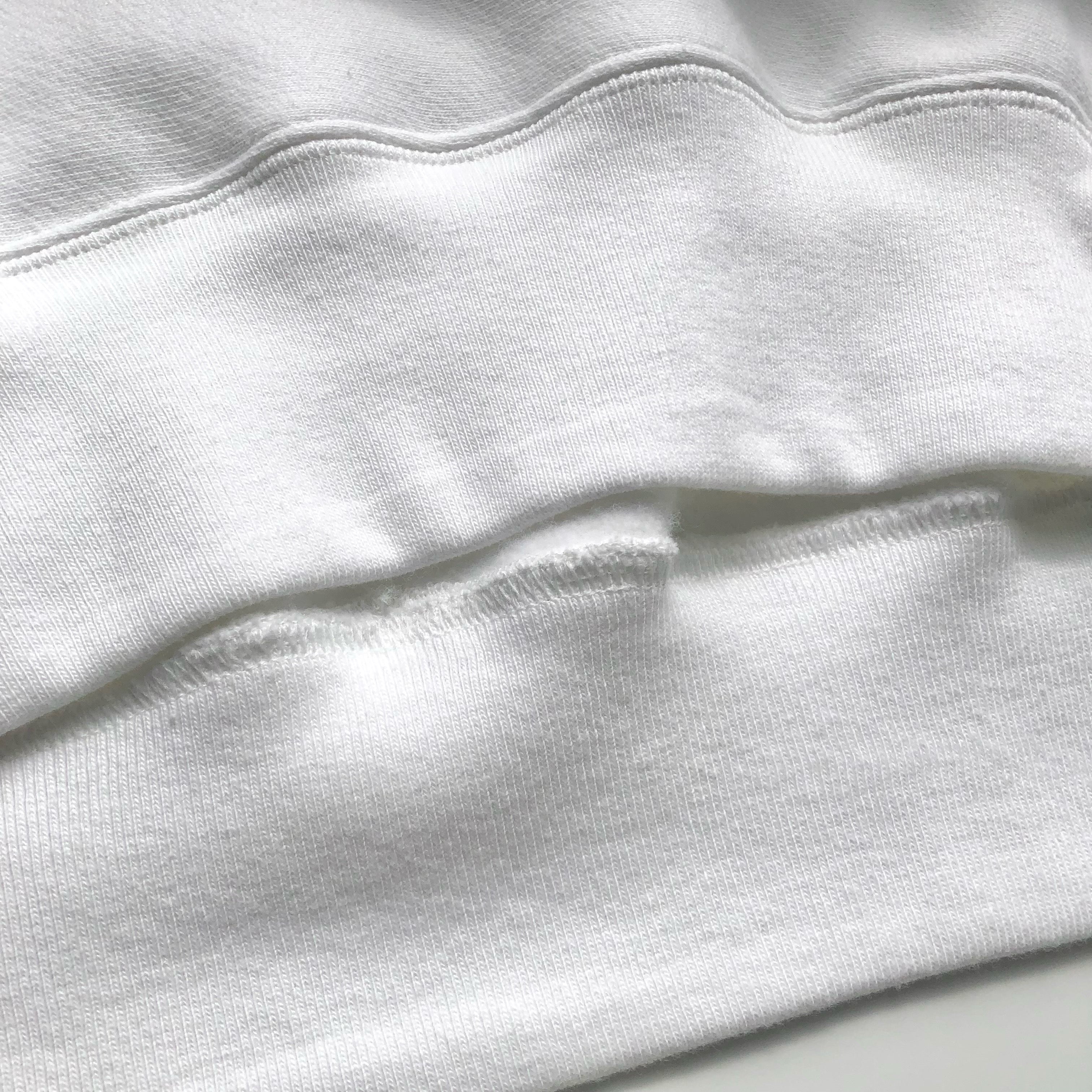 Soft Durable Heavyweight Cotton-Poly Blend Classic White Hoodie Bottom Hem