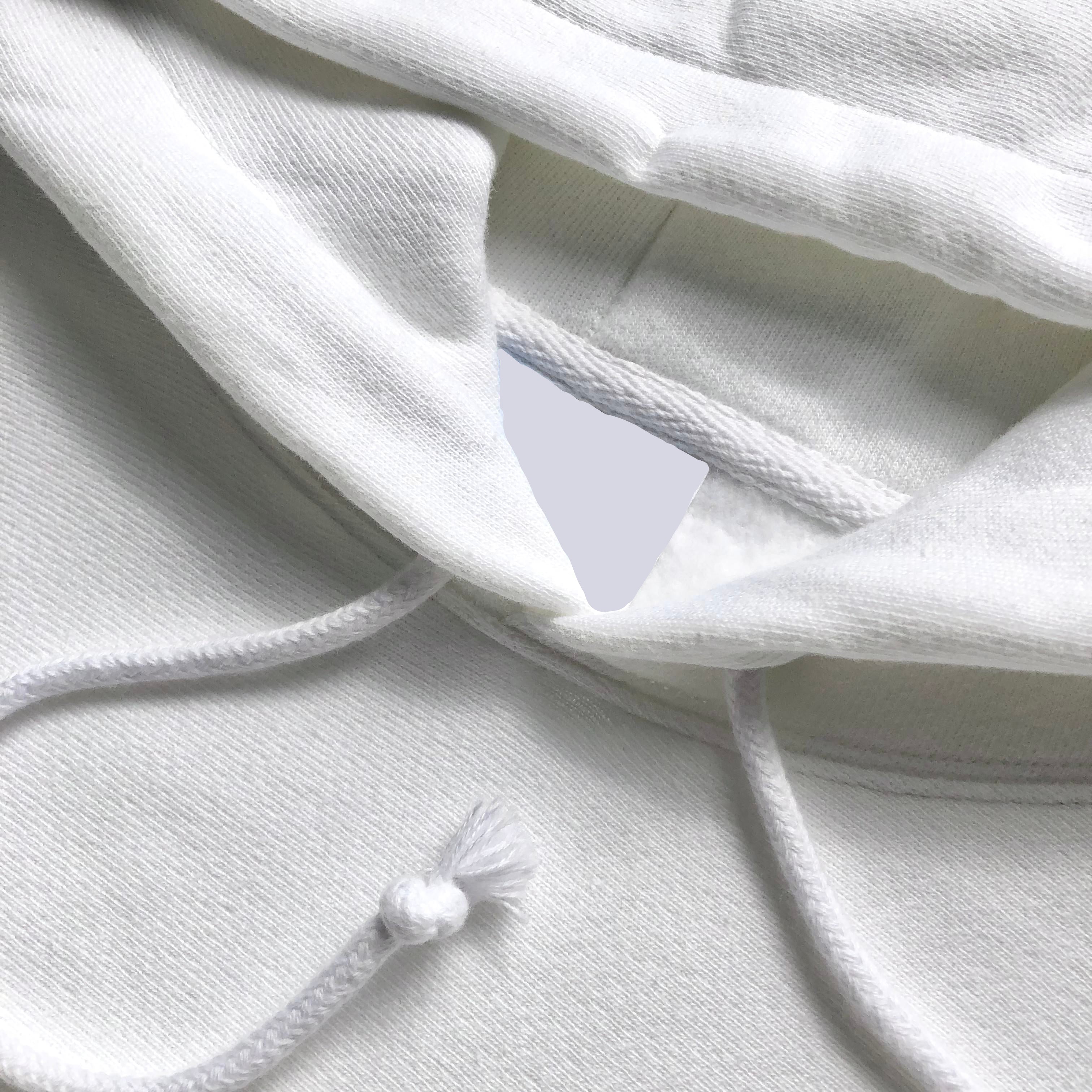 Soft Durable Heavyweight Cotton-Poly Blend Classic White Hoodie Hood Opening