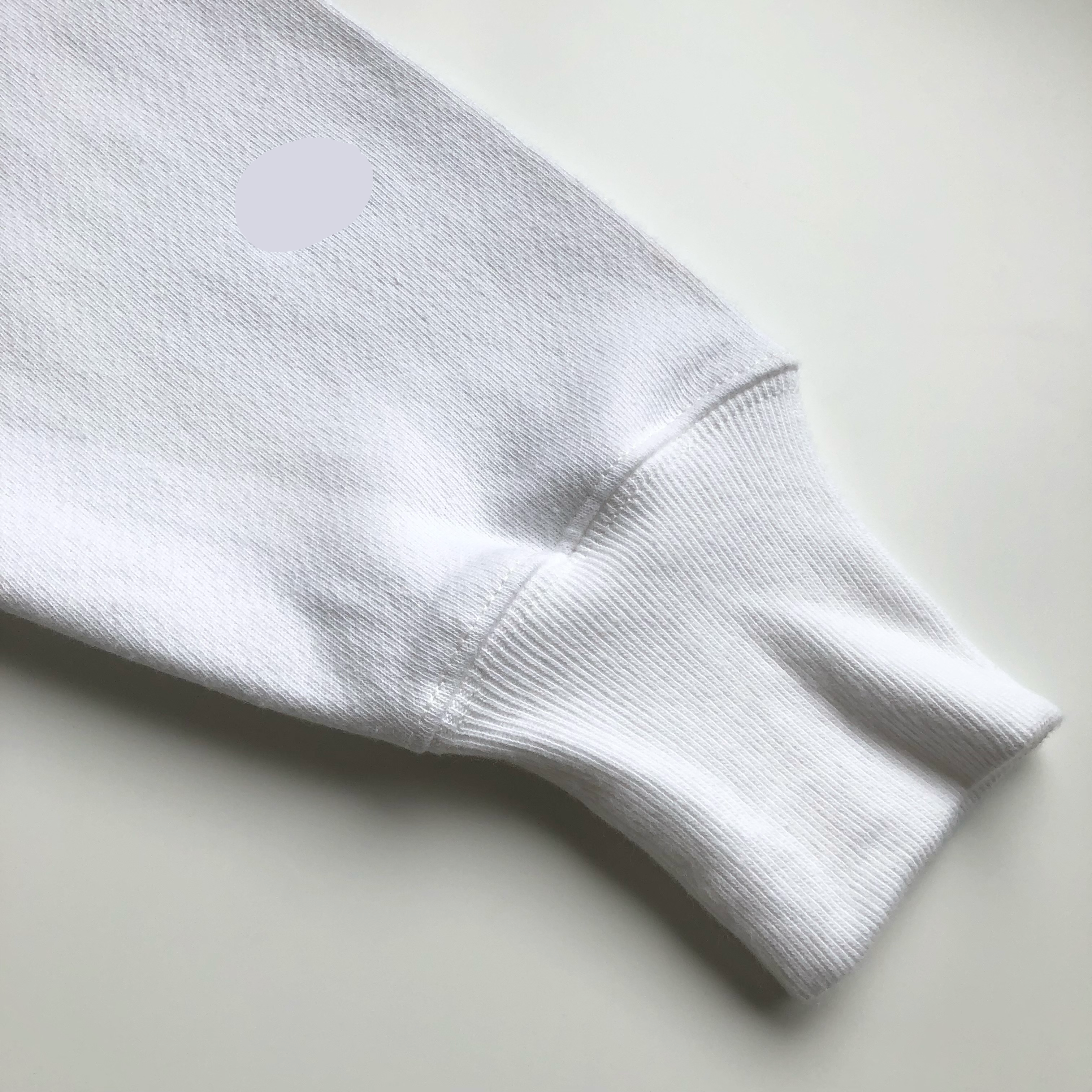 Soft Durable Heavyweight Cotton-Poly Blend Classic White Hoodie Sleeve Hem