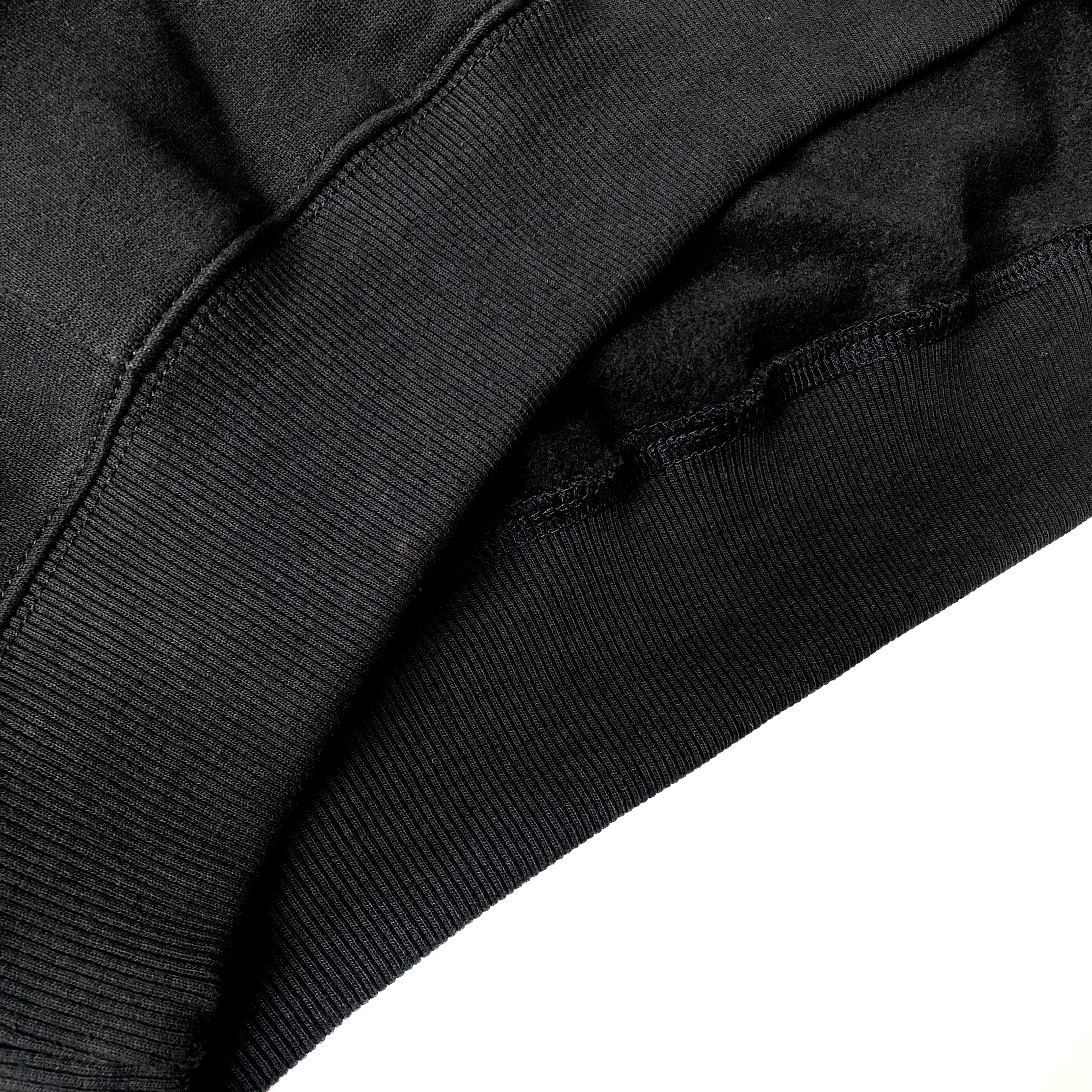 Soft Midweight Organic Cotton Black Hoodie Bottom Hem