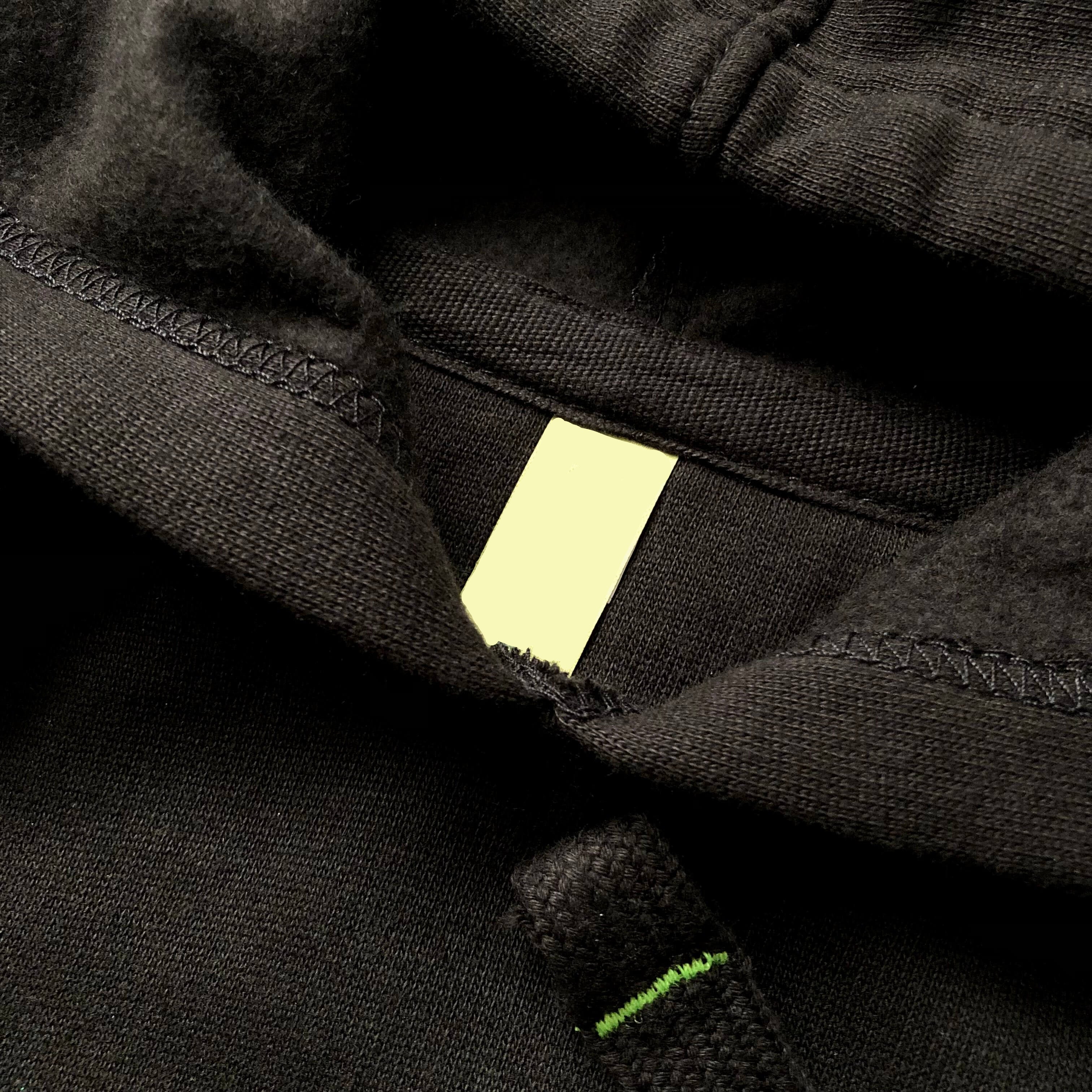 Soft Midweight Organic Cotton Black Hoodie Hood Opening