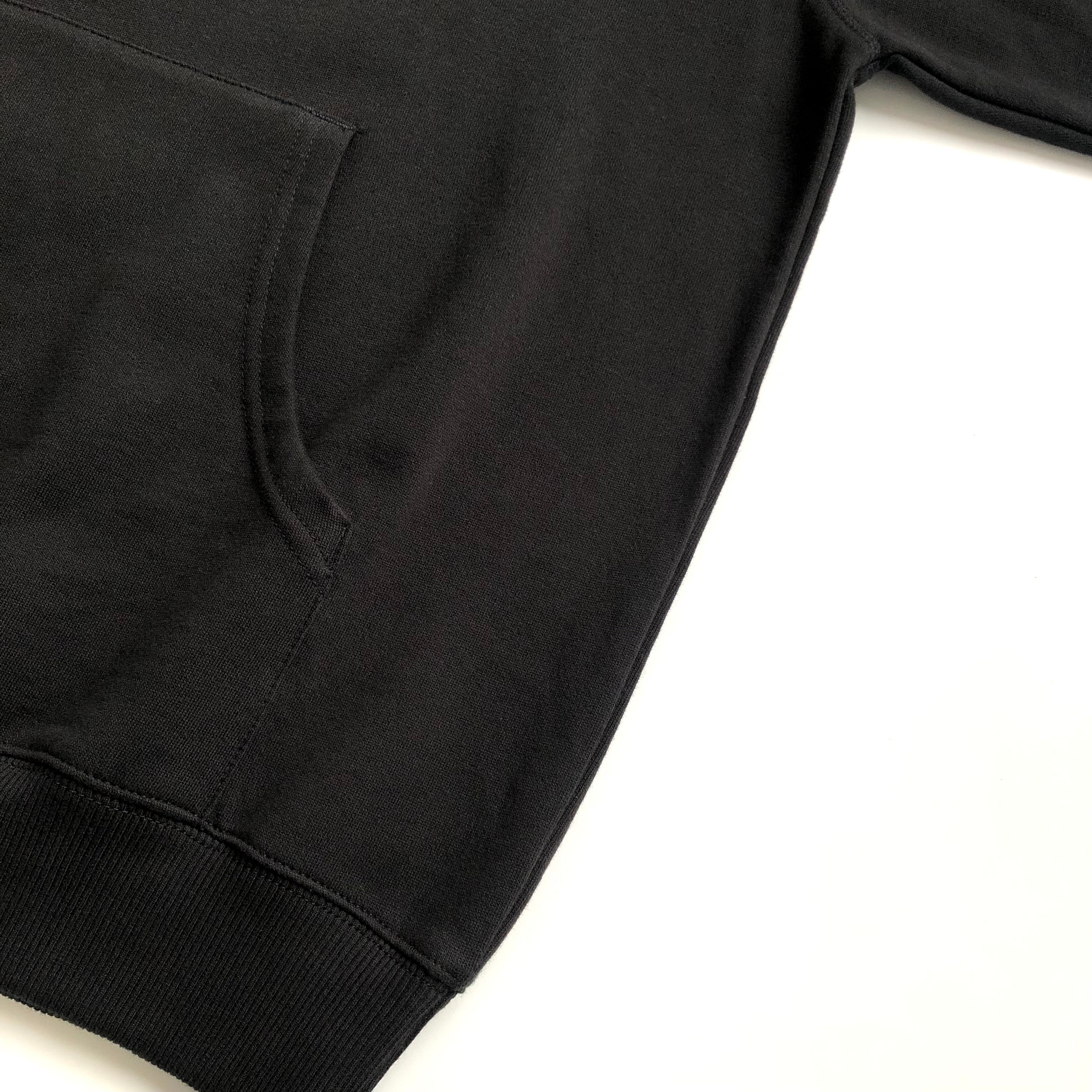 Soft Midweight Organic Cotton Black Hoodie Kangaroo Pocket
