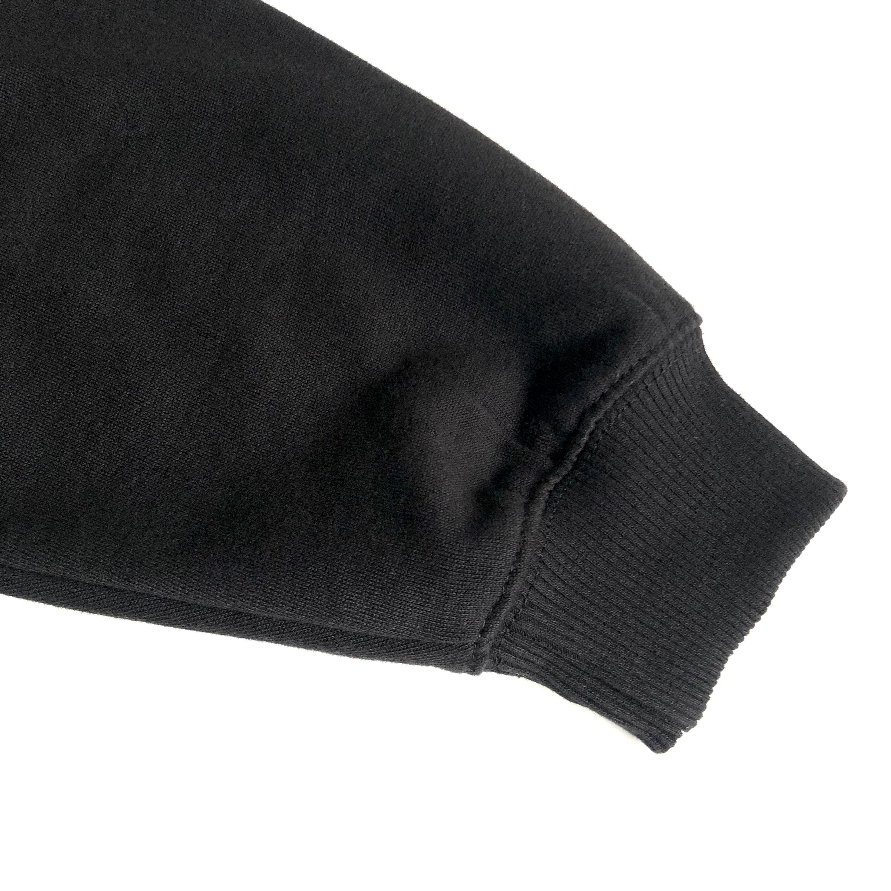 Soft Midweight Organic Cotton Black Hoodie Sleeve Hem
