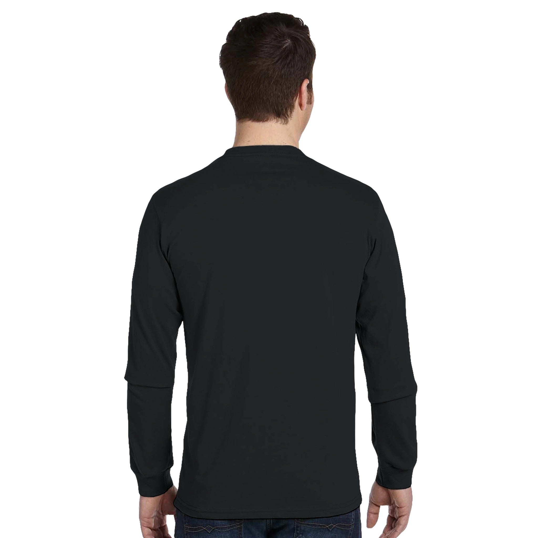 Soft Organic Cotton Midweight Classic Black Long-Sleeve T-shirt Back