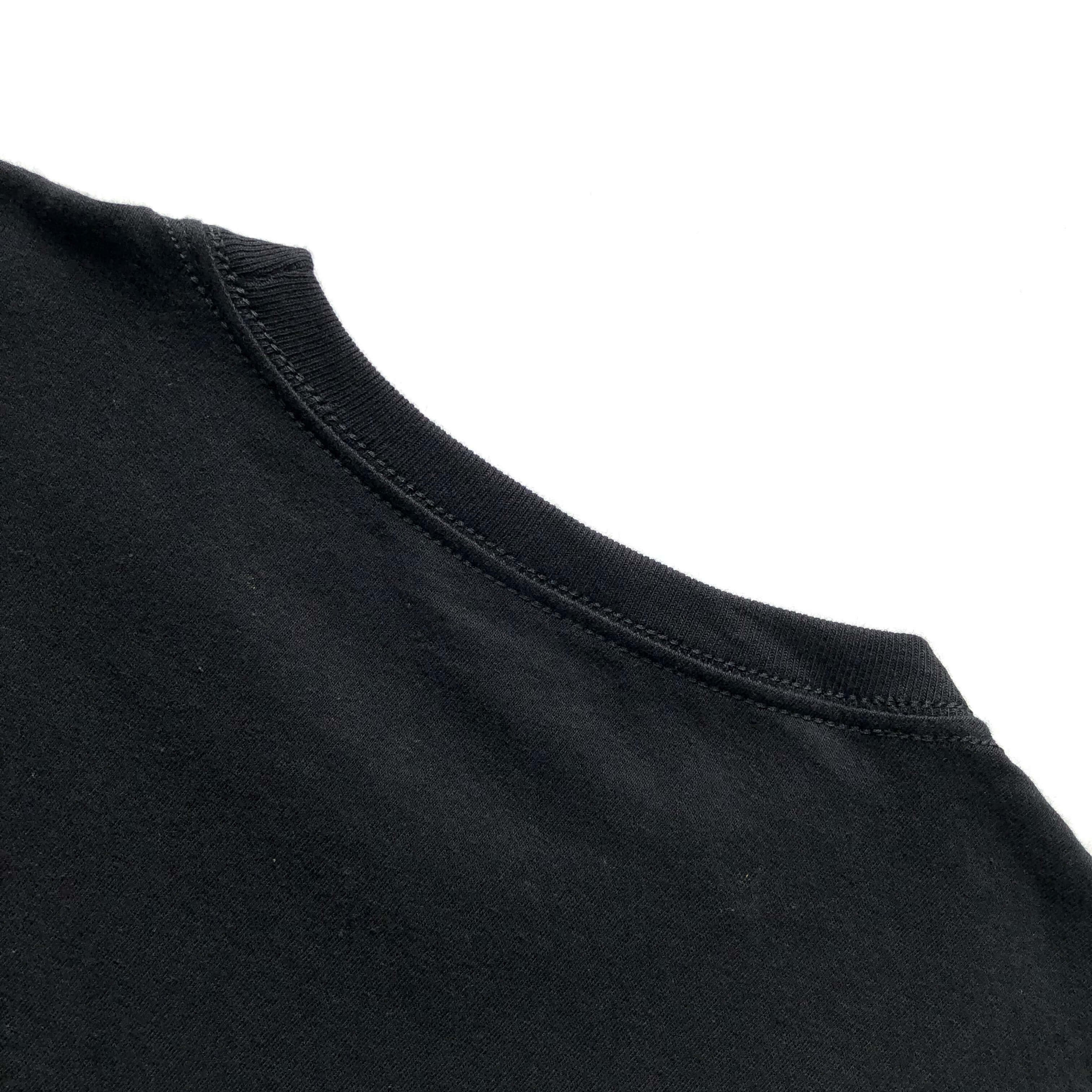 Soft Organic Cotton Midweight Classic Black Long-Sleeve T-shirt Crewneck Back Seam