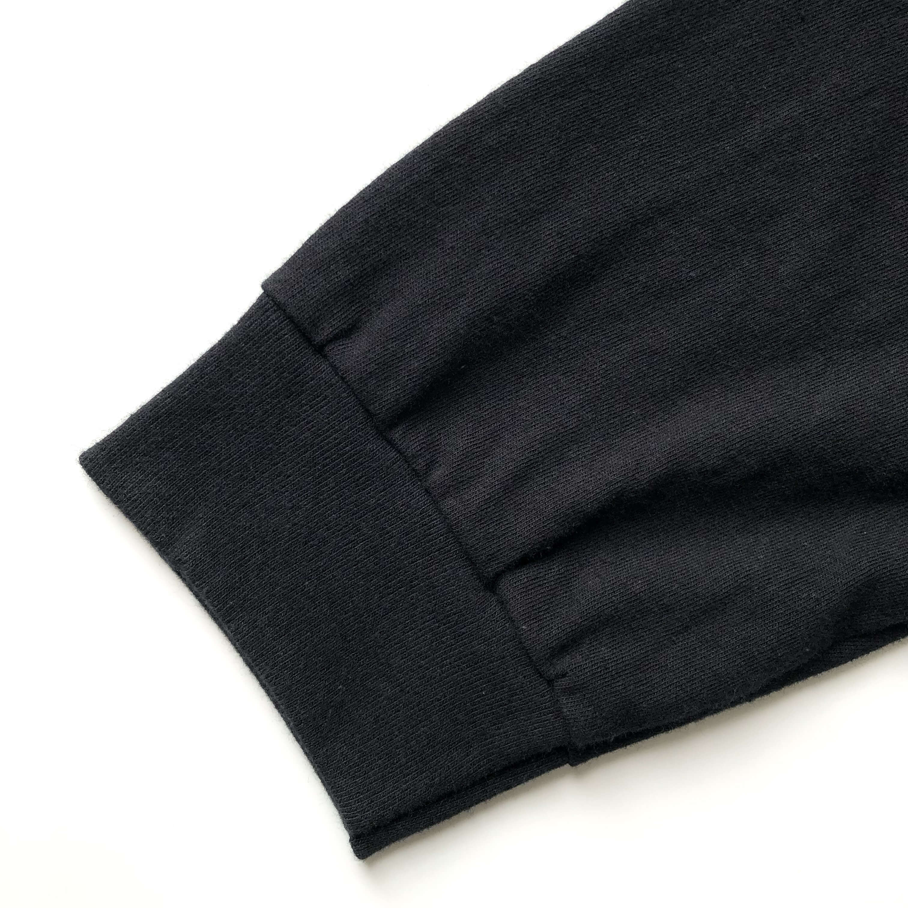 Soft Organic Cotton Midweight Classic Black Long-Sleeve T-shirt Sleeve Hem