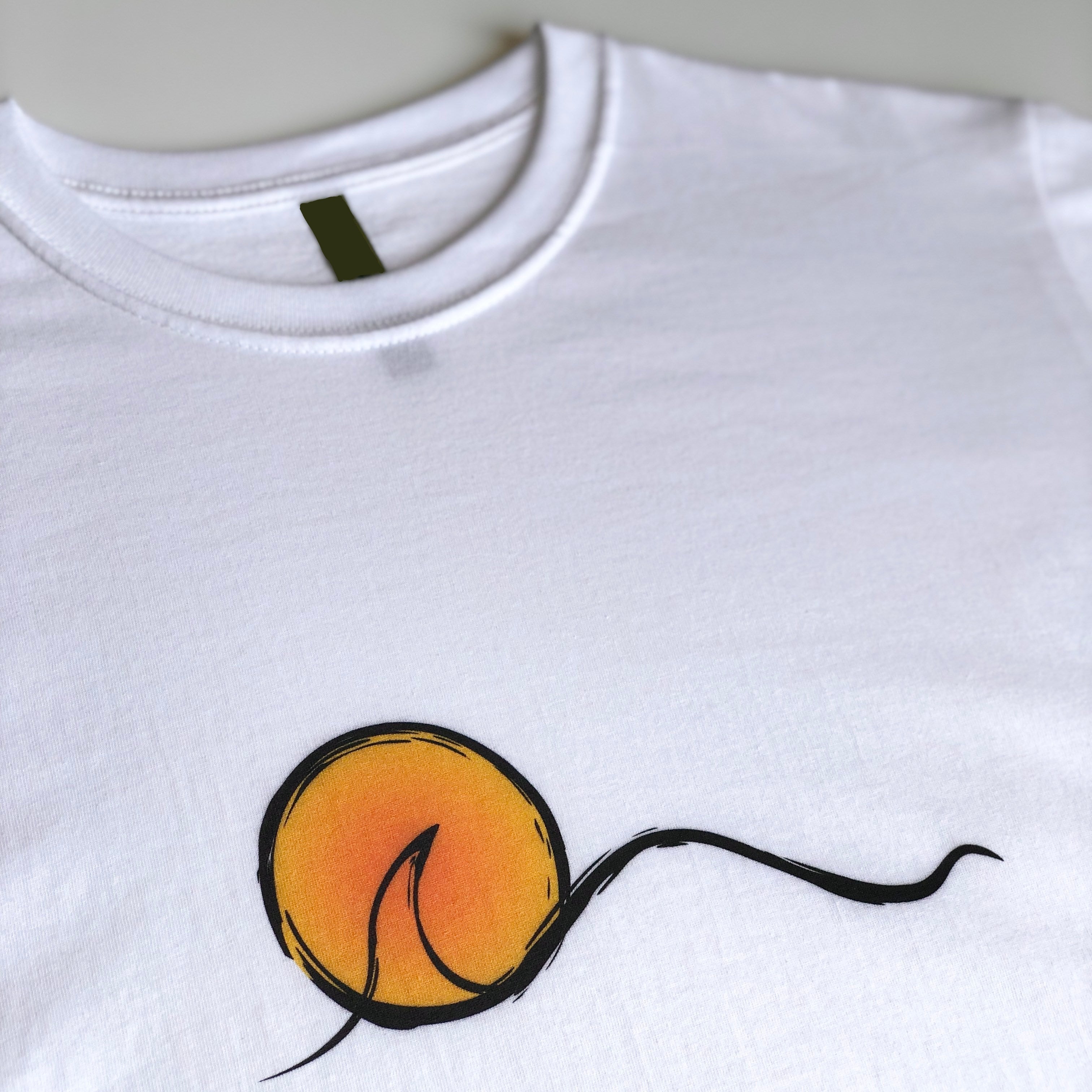 Sunset Organic White T-shirt, Freestyle Surf Apparel by an Indie Artist, Front 1