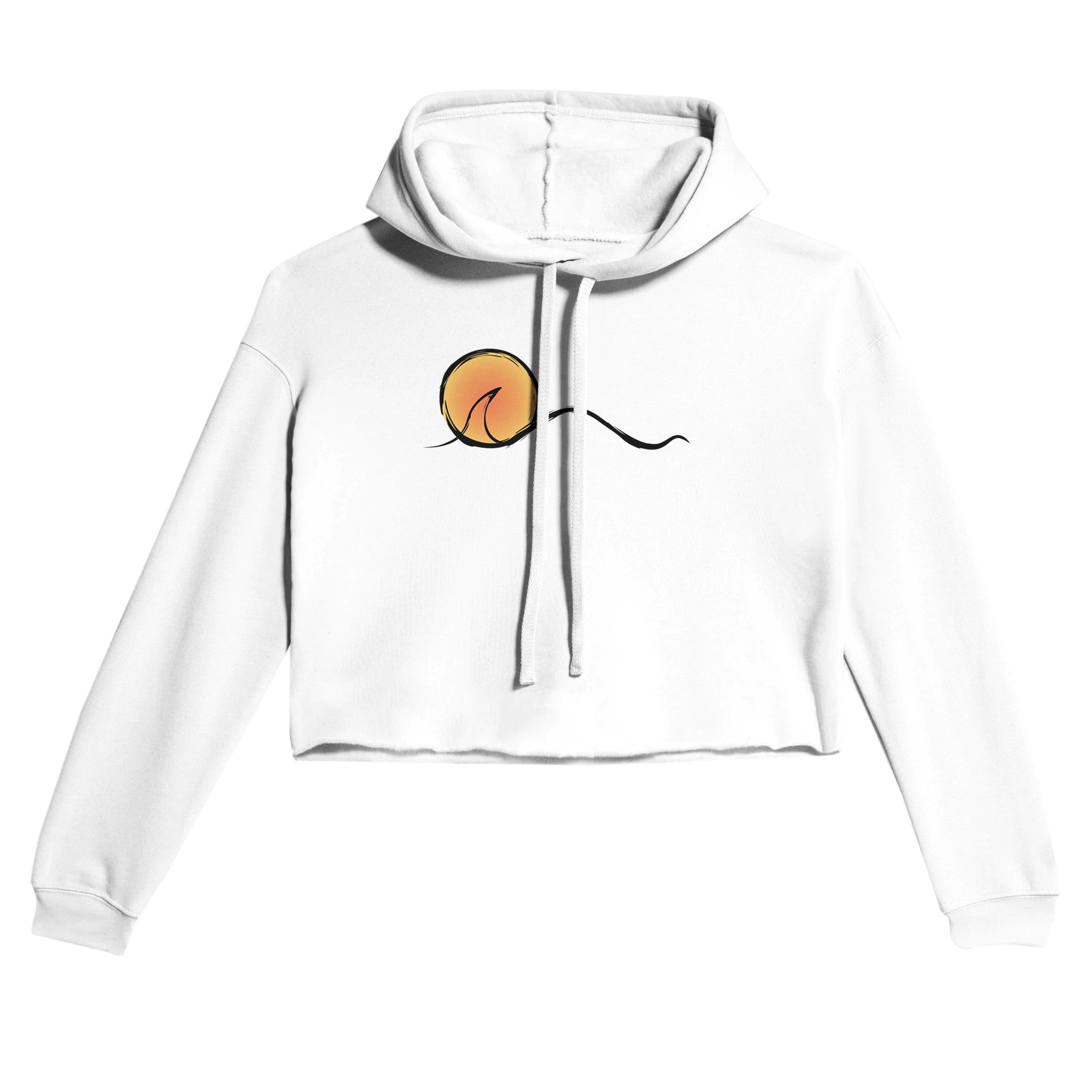 Sunset Street Surf Look Light and Soft Premium Cotton-Poly White Crop Hoodie | Women&