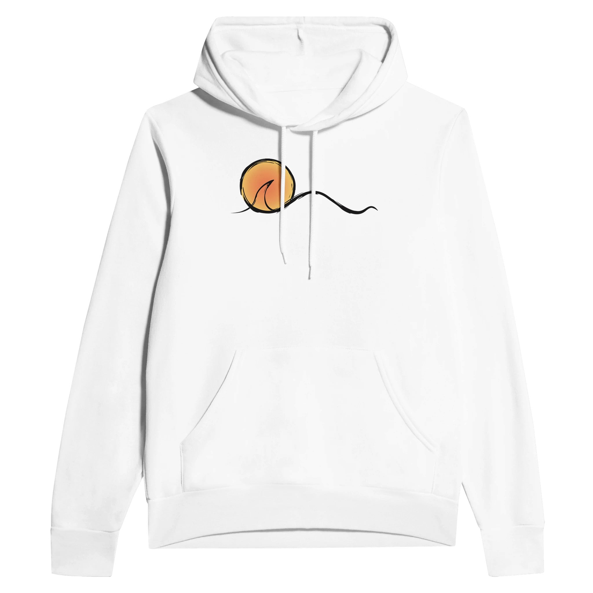 Sunset Street Surf Look Soft Premium Cotton-Poly Fleece White Hoodie | Unisex Laidback Fashion Street Urban Style Look | FreeStyle Design by Indie Artist | Mockup