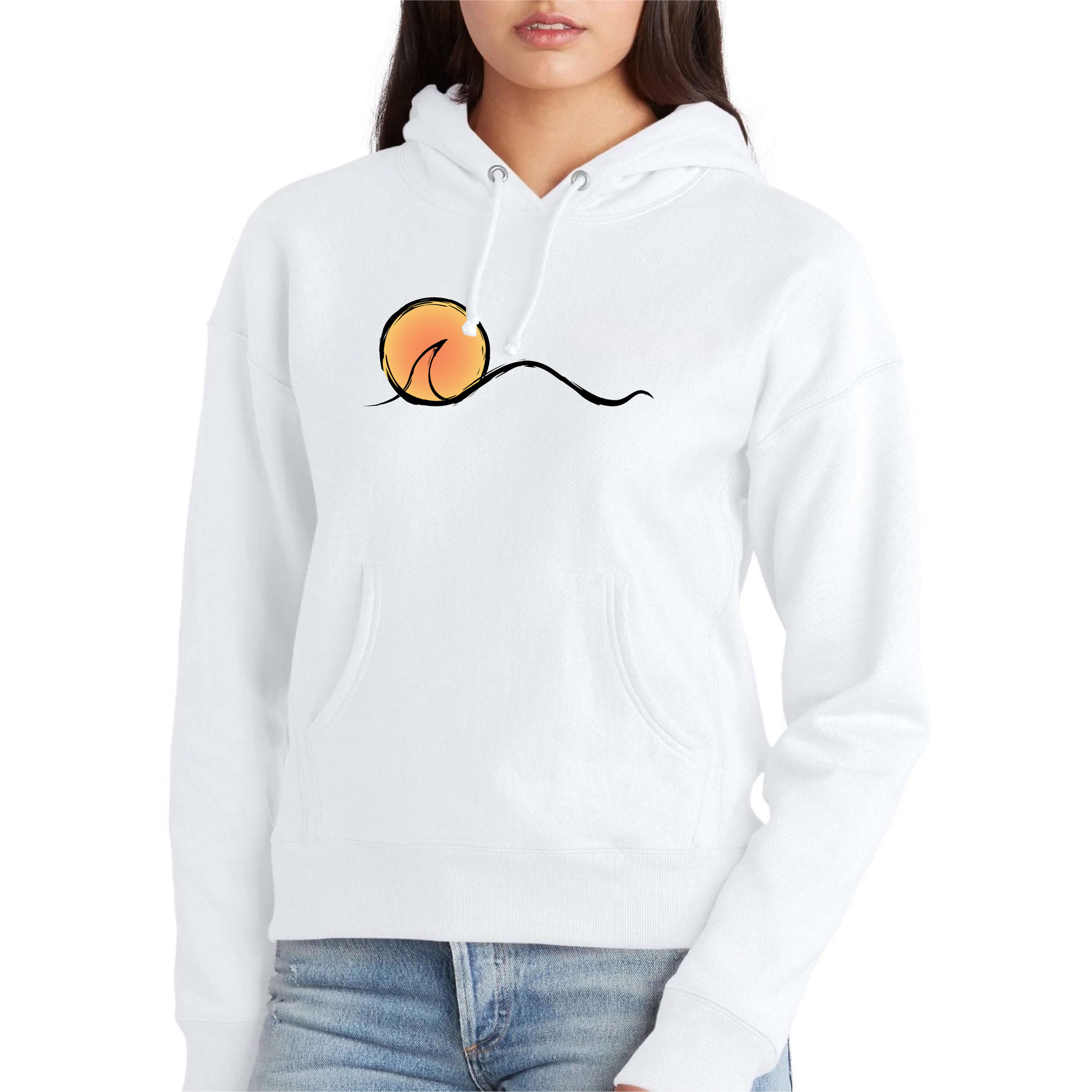 Sunset Street Surf Look Soft Premium Heavyweight White Hoodie | Women&