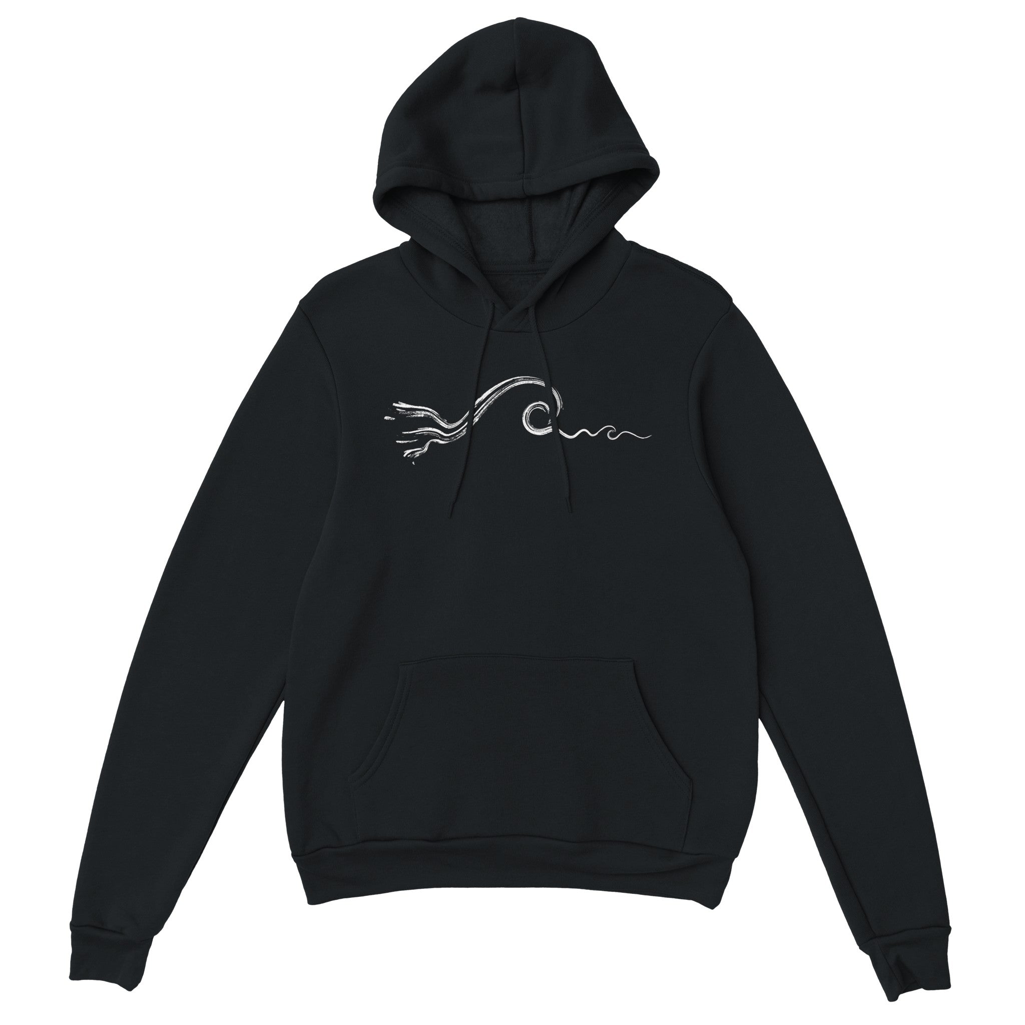 Unisex Surf Wave Black Hoodie | Street Surf Look Soft Popular Heavy Cotton Blend | Casual Fashion Urban Apparel Style by an Indie Artist | Front 2