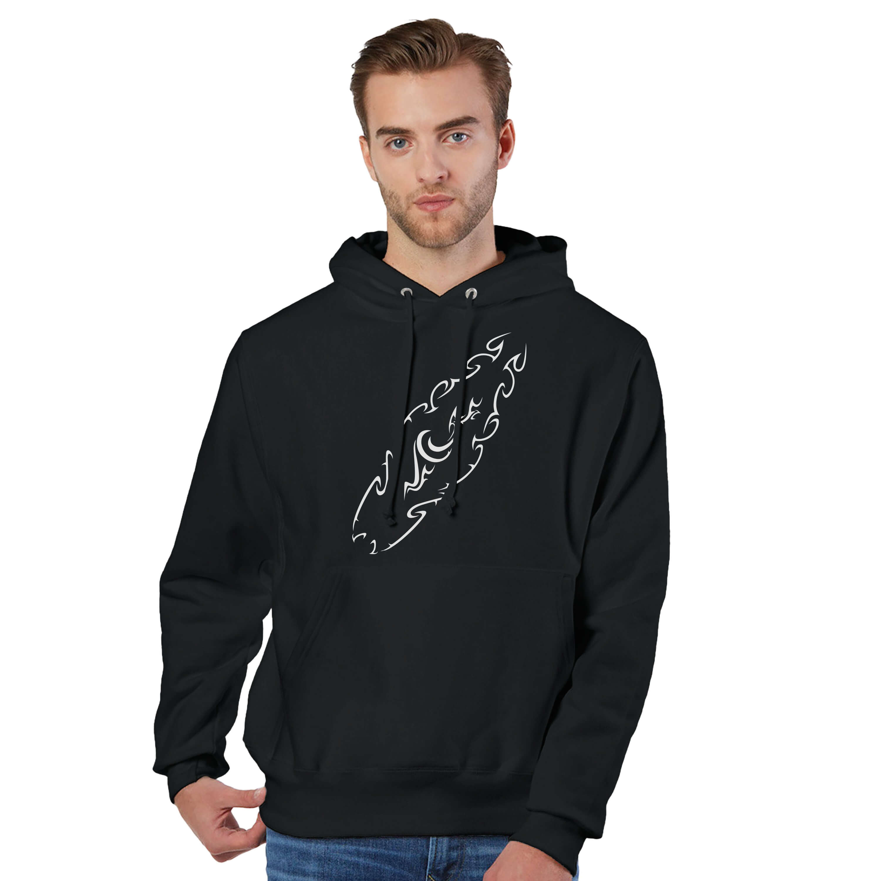 Tribal Surfboard Street Surf Look Black Hoodie | Soft Premium Heavyweight Cotton-Poly Blend | Men&