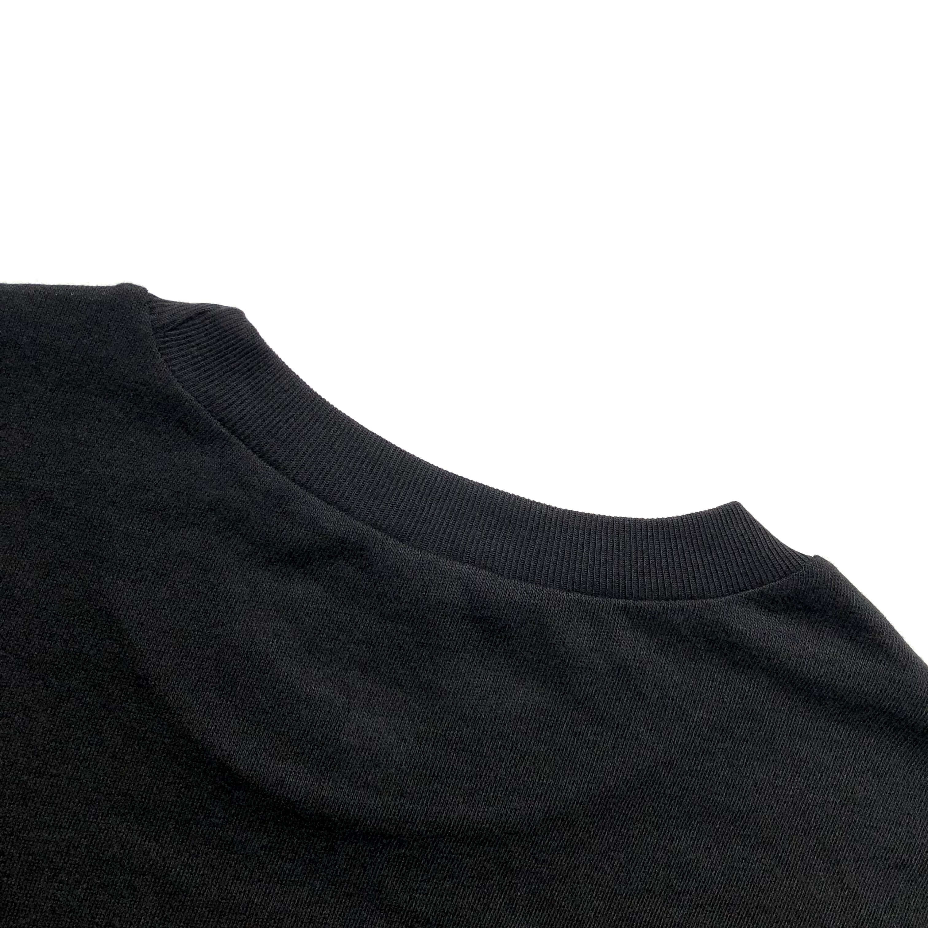 Ultra Light and Soft Premium Eco Blend Black Crop Top Crewneck Back Seam
