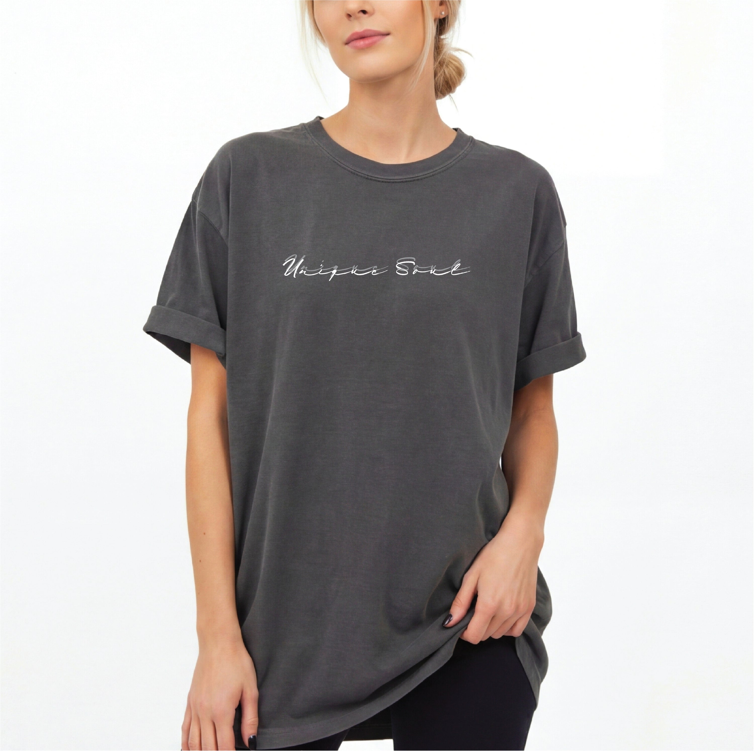 Unique Soul Slogan Washed T-Shirt