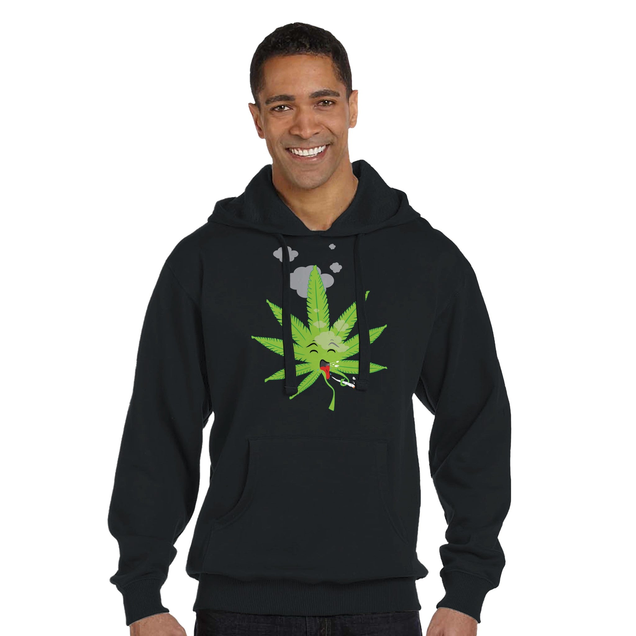 Unisex 420 Weed Leaf Cartoon Black Hoodie | 420 Weed Clothing Apparel | 100% Organic Cotton | &