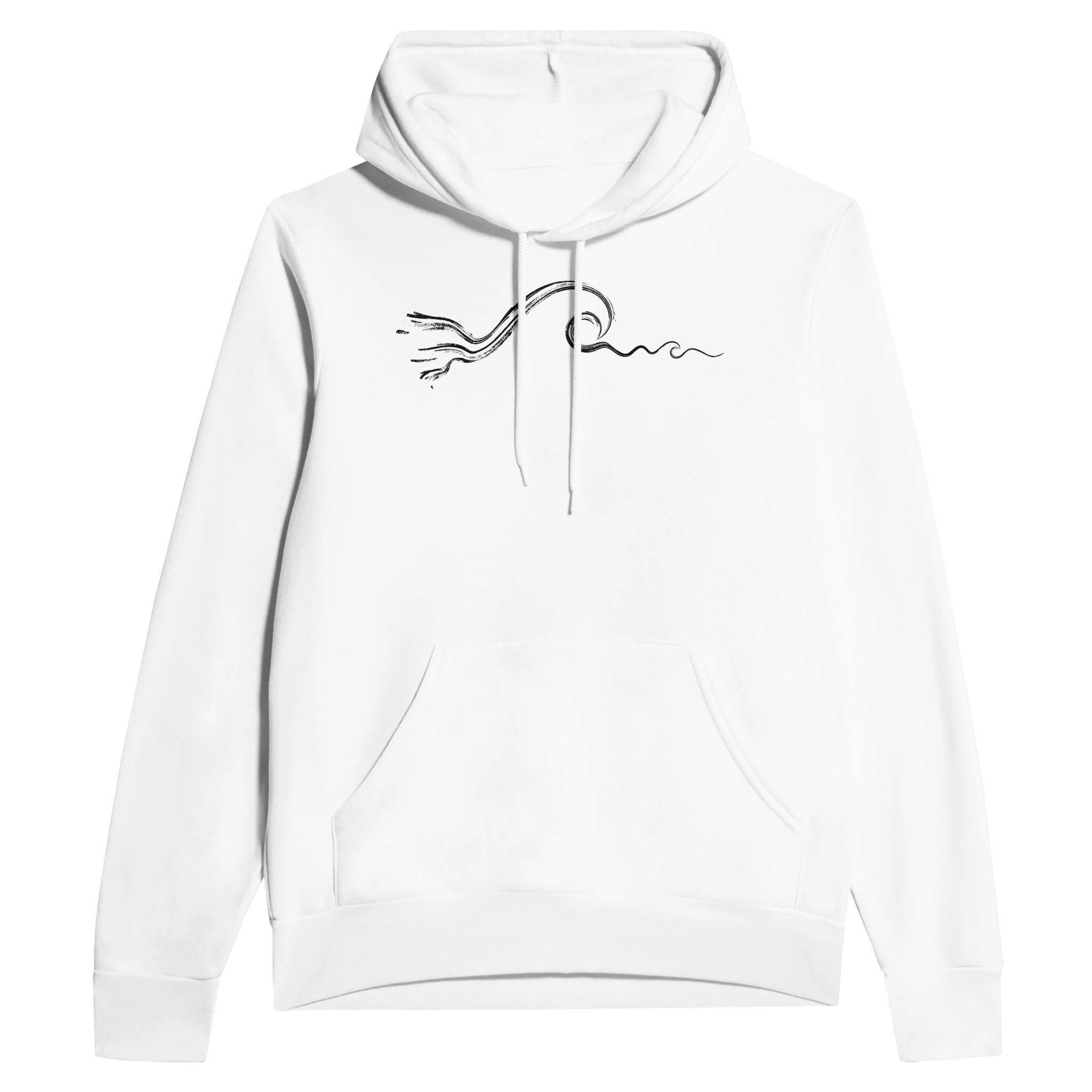Unisex Premium White Surf Hoodie, Wave Graphic, Front 2