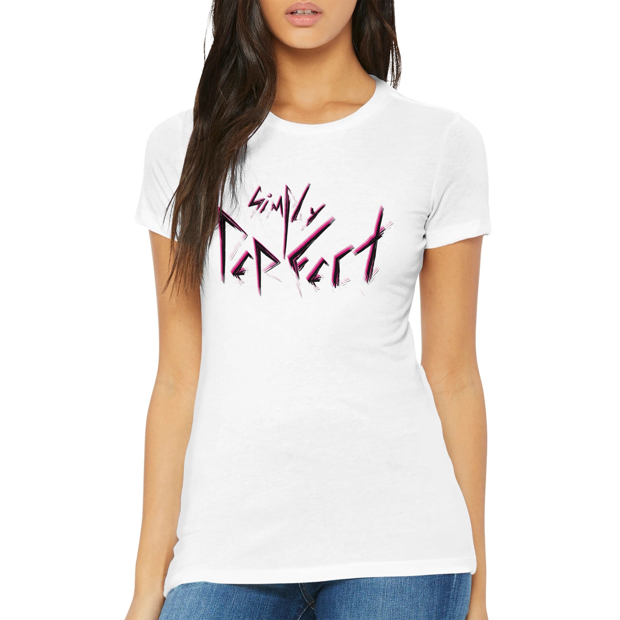 Women’s Classic Slim White T-Shirt, Simply Perfect Graphic, Front