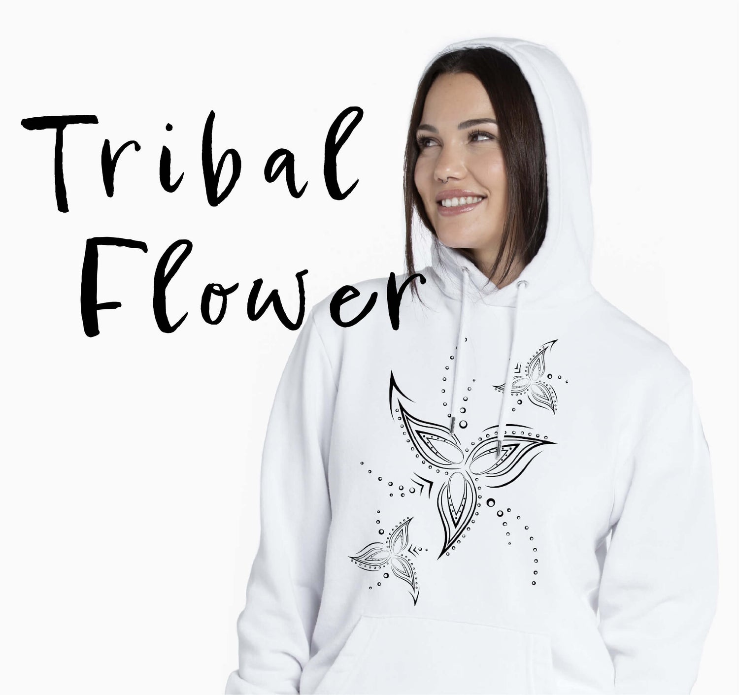 Tribal Flower design look. Black and white style. Cute design for women from our unique design collection for women.