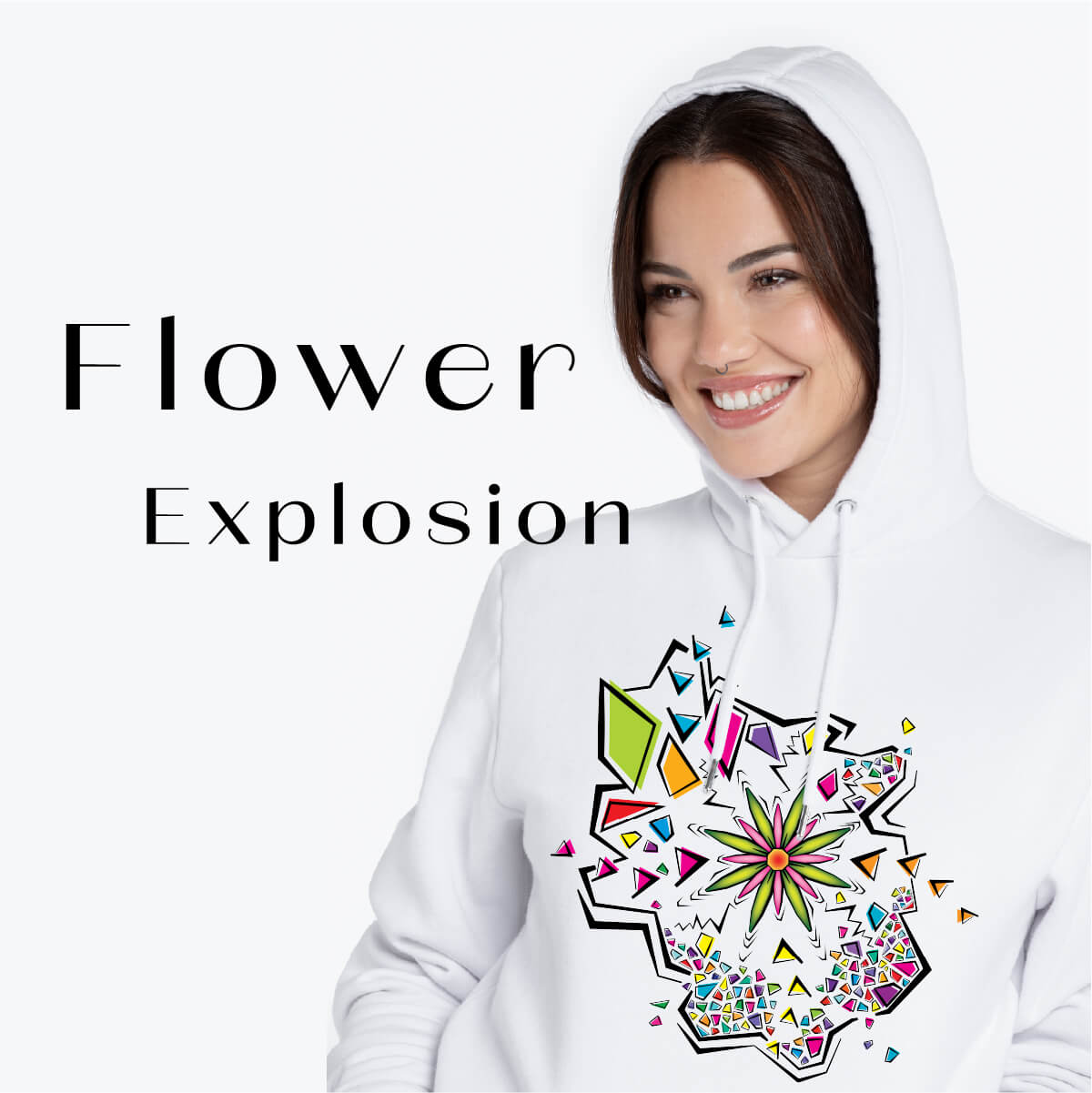 Flower Explosion Design look. Colorful Explosion Cute flower design for women